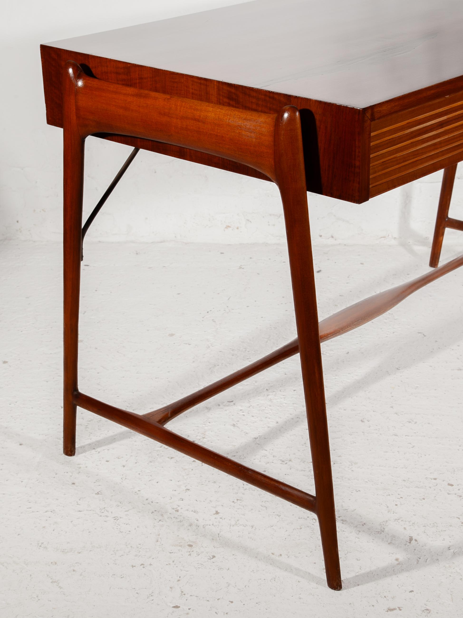 Midcentury Modern Teak Writing Desk, Console Table, 1950s For Sale 1