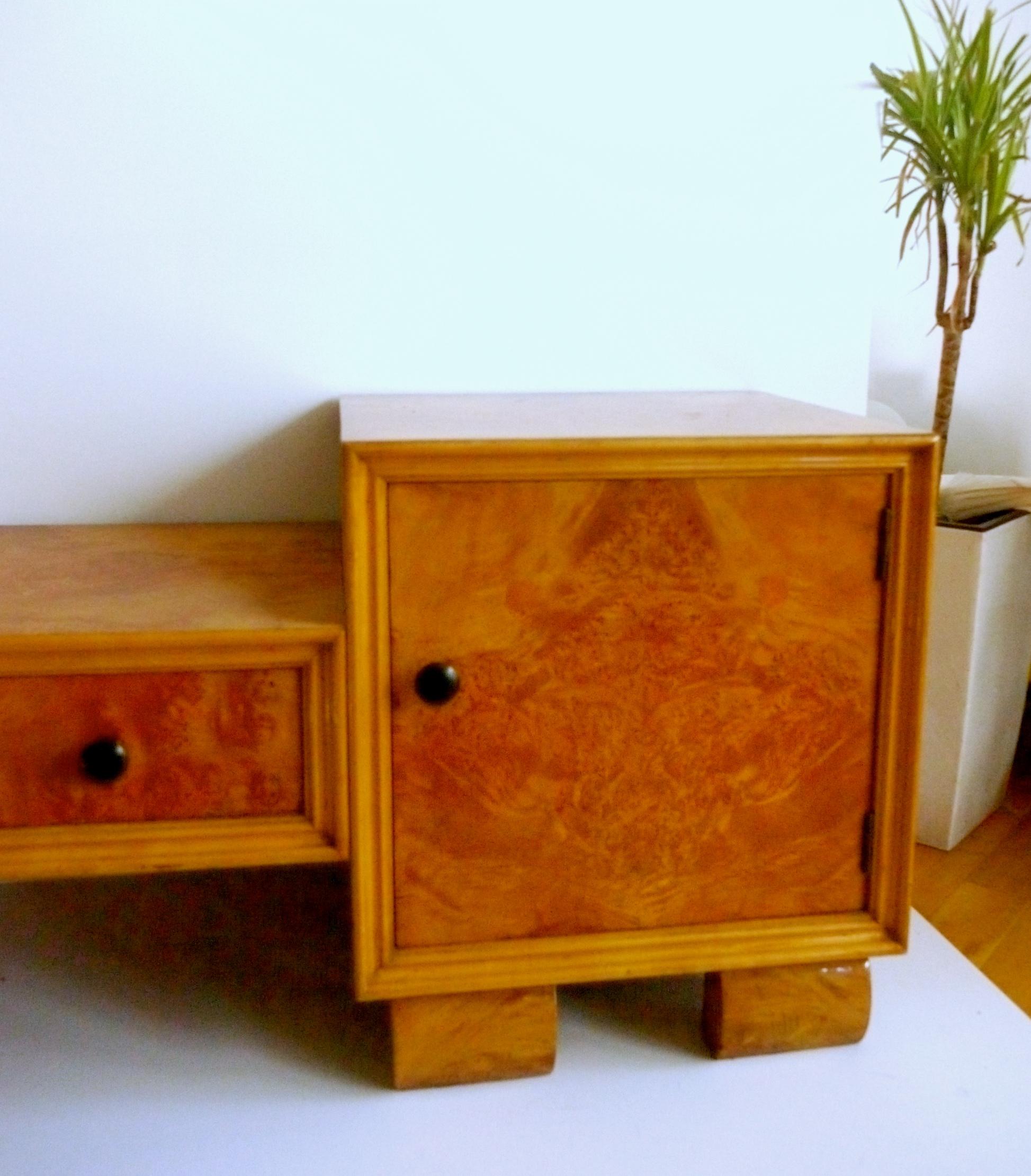 Italian Mid-Century Modern Telephone/Hallway Console Made in Italy Walnut Veneer For Sale