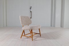 Midcentury Modern "Teve" Chair in Sheepskin/Shearling Alf Svensson, Sweden, 1955