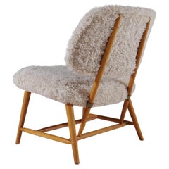 Midcentury Modern "Teve" Chair in Sheepskin/Shearling Alf Svensson, Sweden, 1955