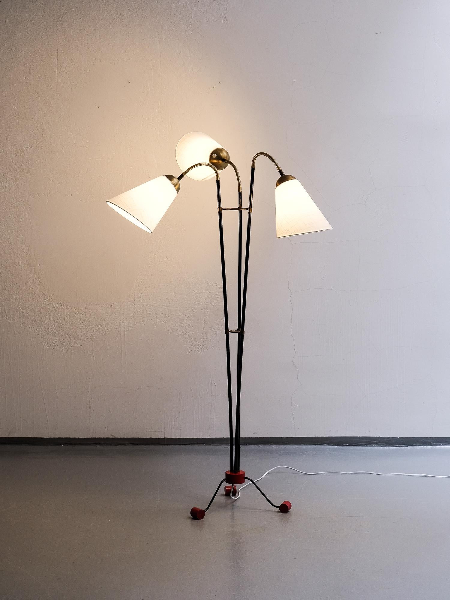 Midcentury Modern Three-Arm Floor Lamp, Sweden, 1950s 1
