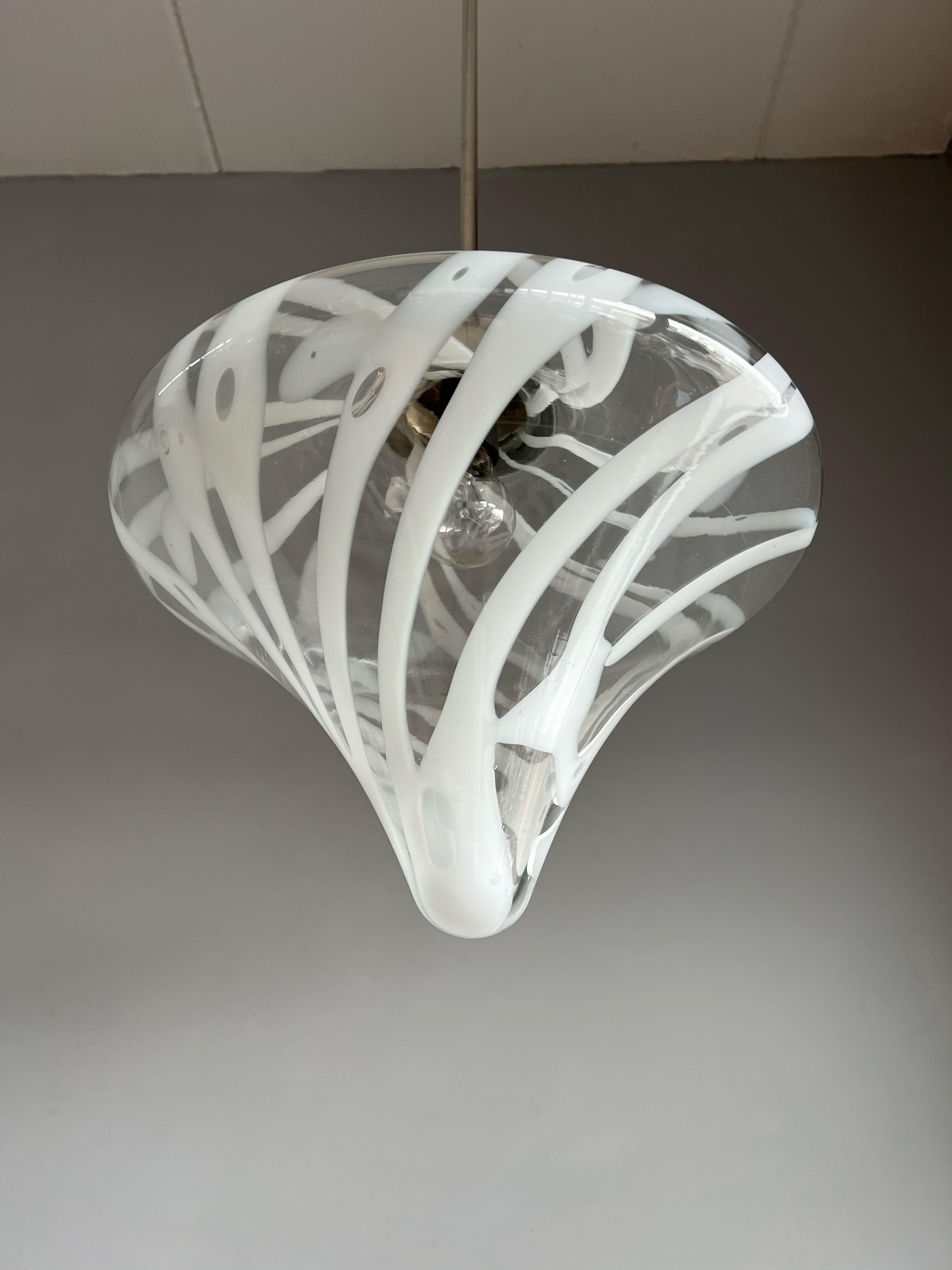 Mid-Century Modern Tornado Design Murano Clear Glass Art Pendant Light Fixture 4