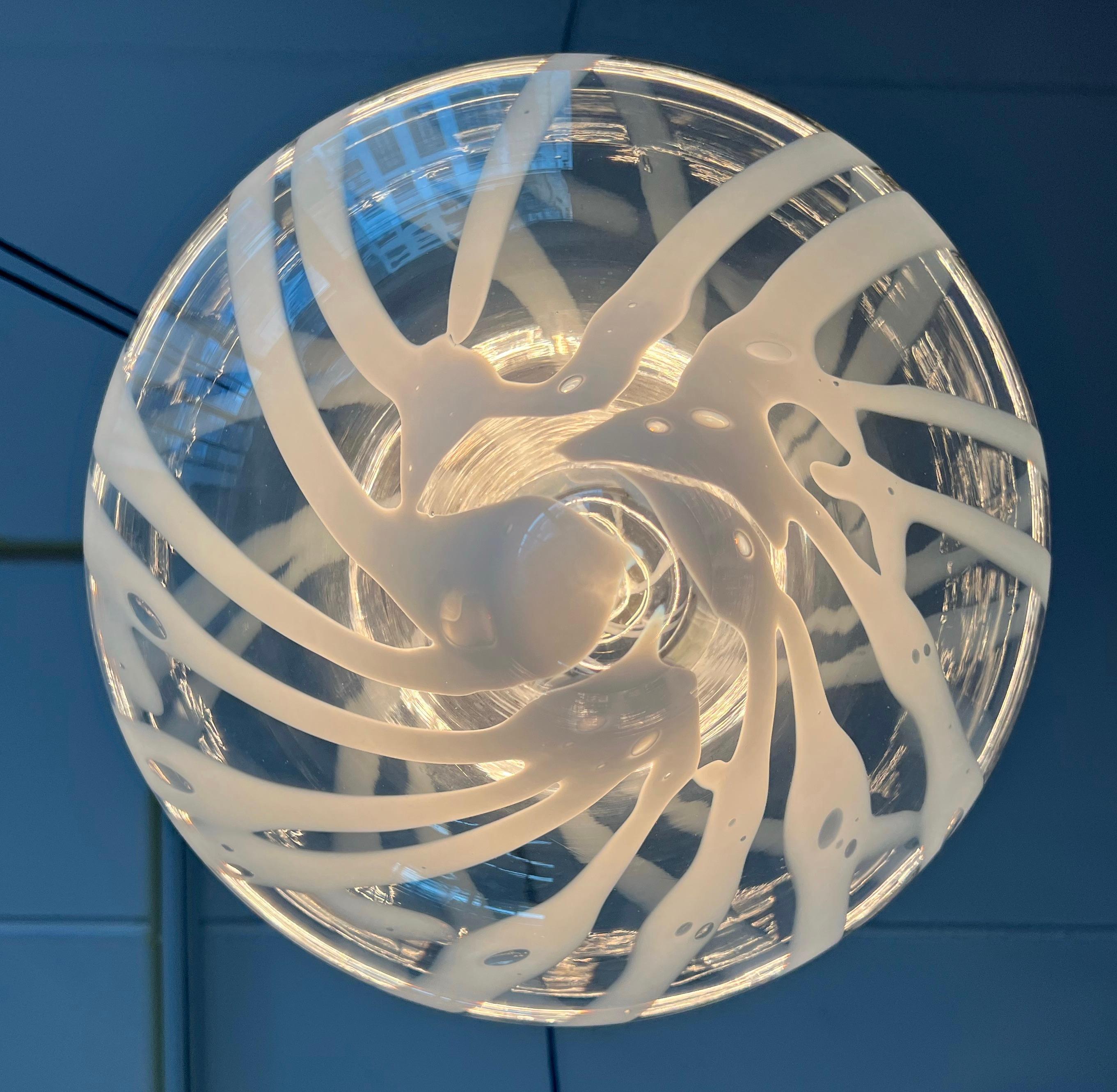 Mid-Century Modern Tornado Design Murano Clear Glass Art Pendant Light Fixture 10