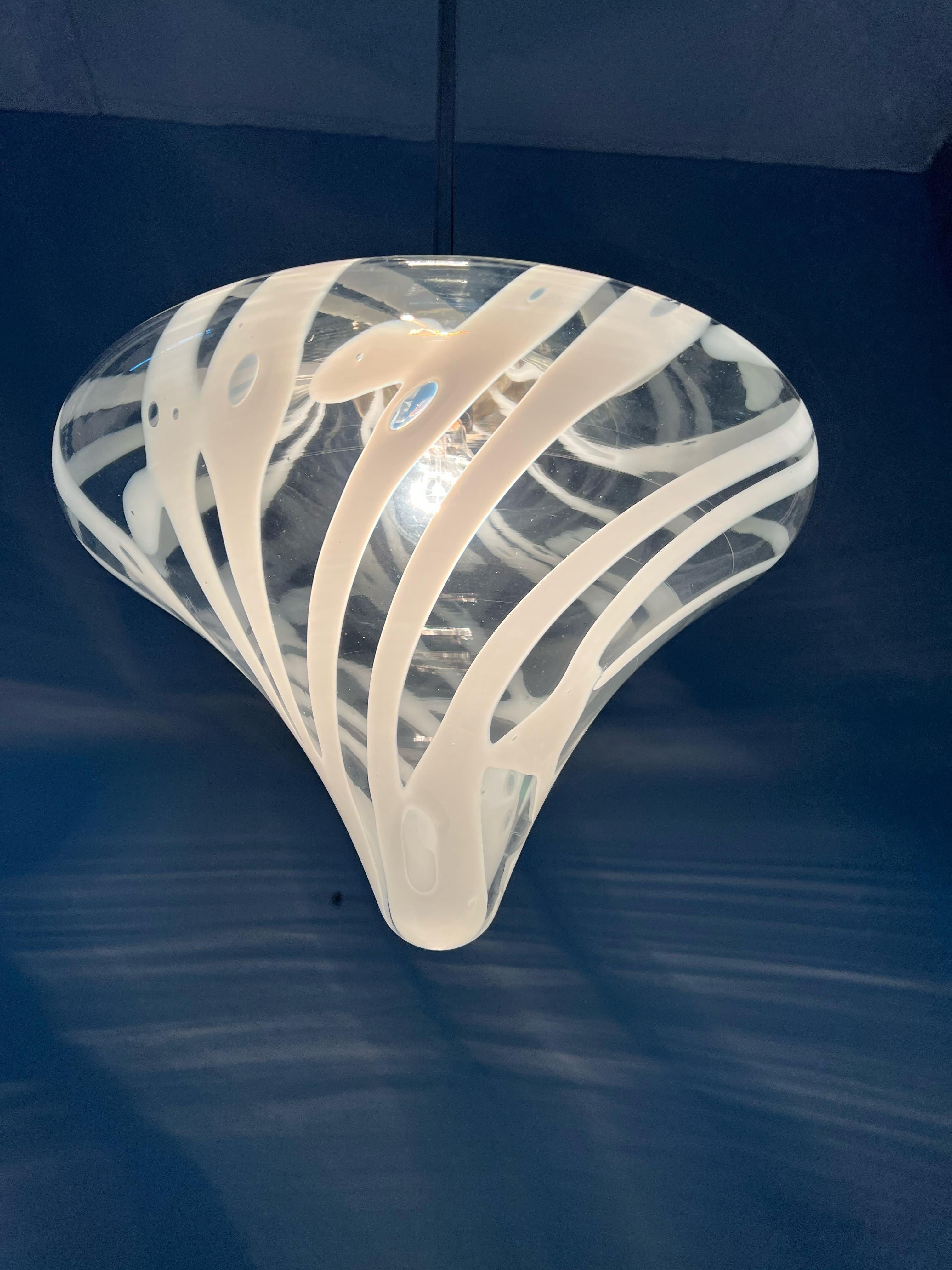 Mid-Century Modern Tornado Design Murano Clear Glass Art Pendant Light Fixture 11