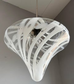 Mid-Century Modern Tornado Design Murano Clear Glass Art Pendant Light Fixture