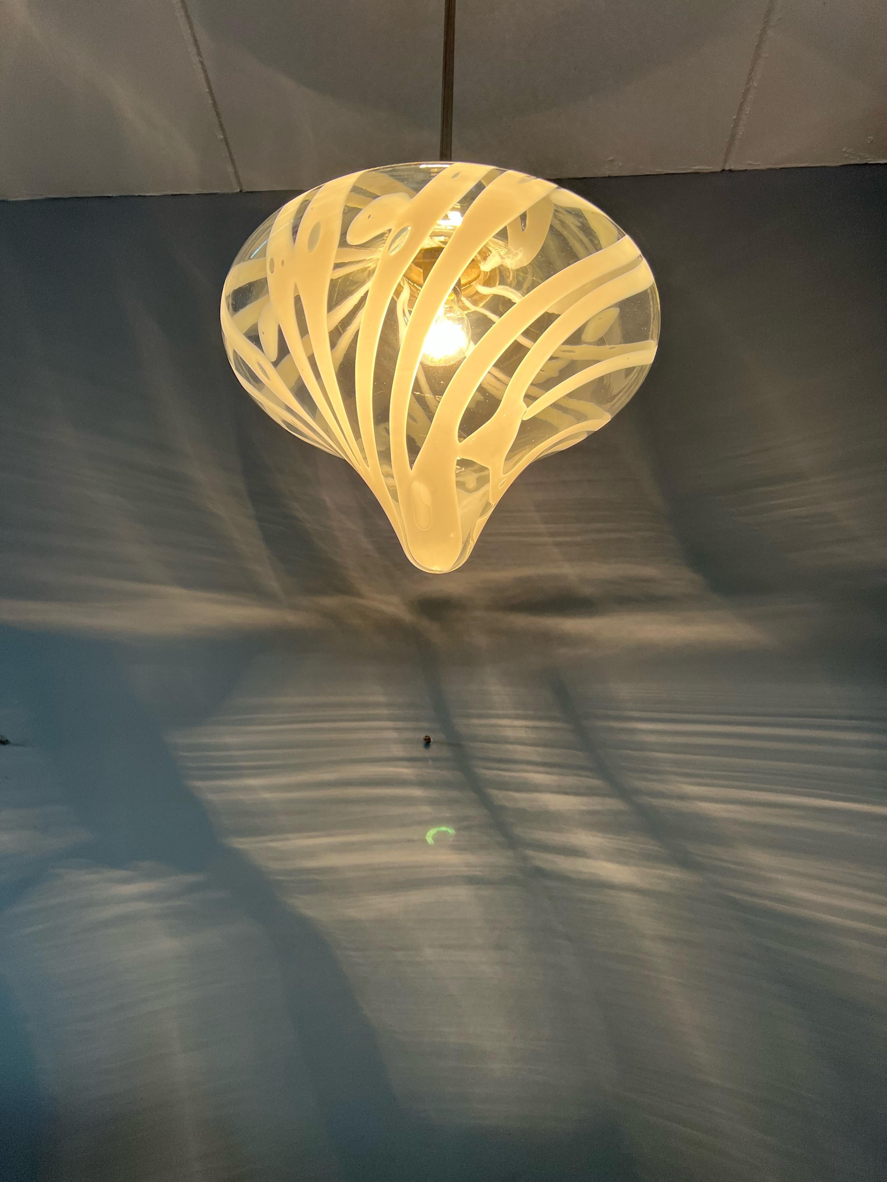 Mid-Century Modern Tornado Design Murano Clear Glass Art Pendant Light Fixture 13