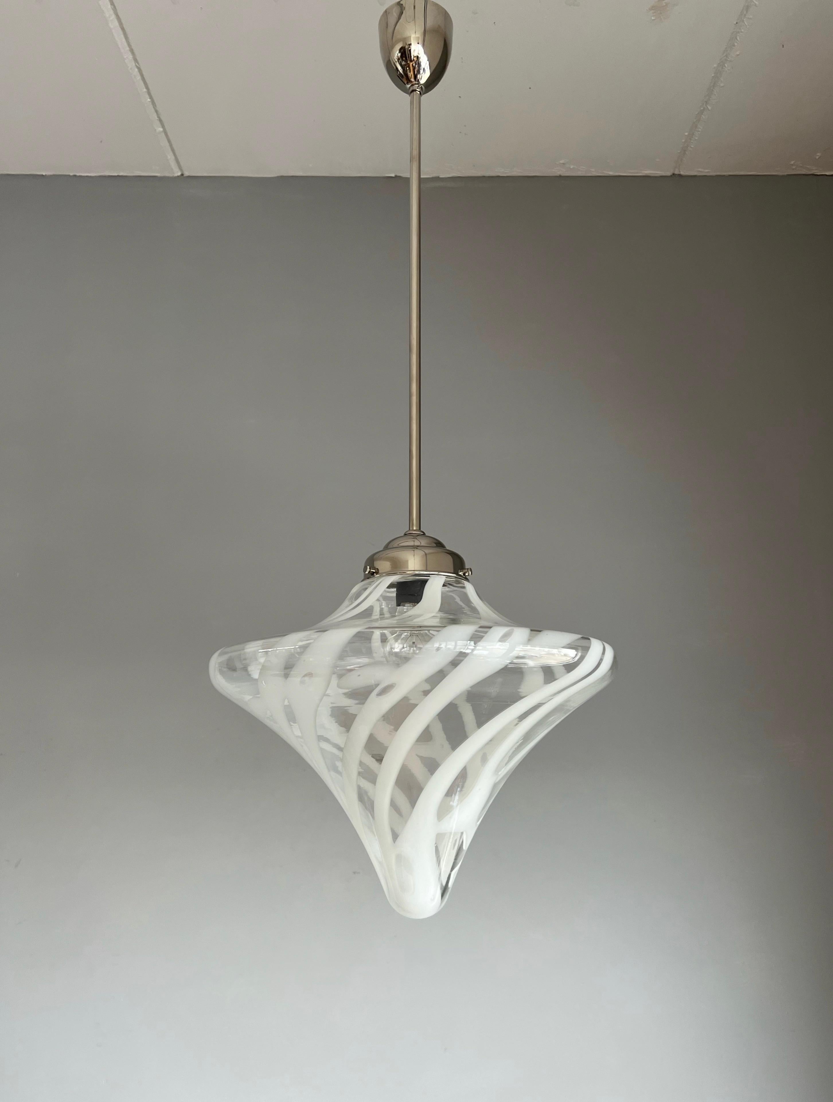 Mid-Century Modern Tornado Design Murano Clear Glass Art Pendant Light Fixture In Excellent Condition In Lisse, NL