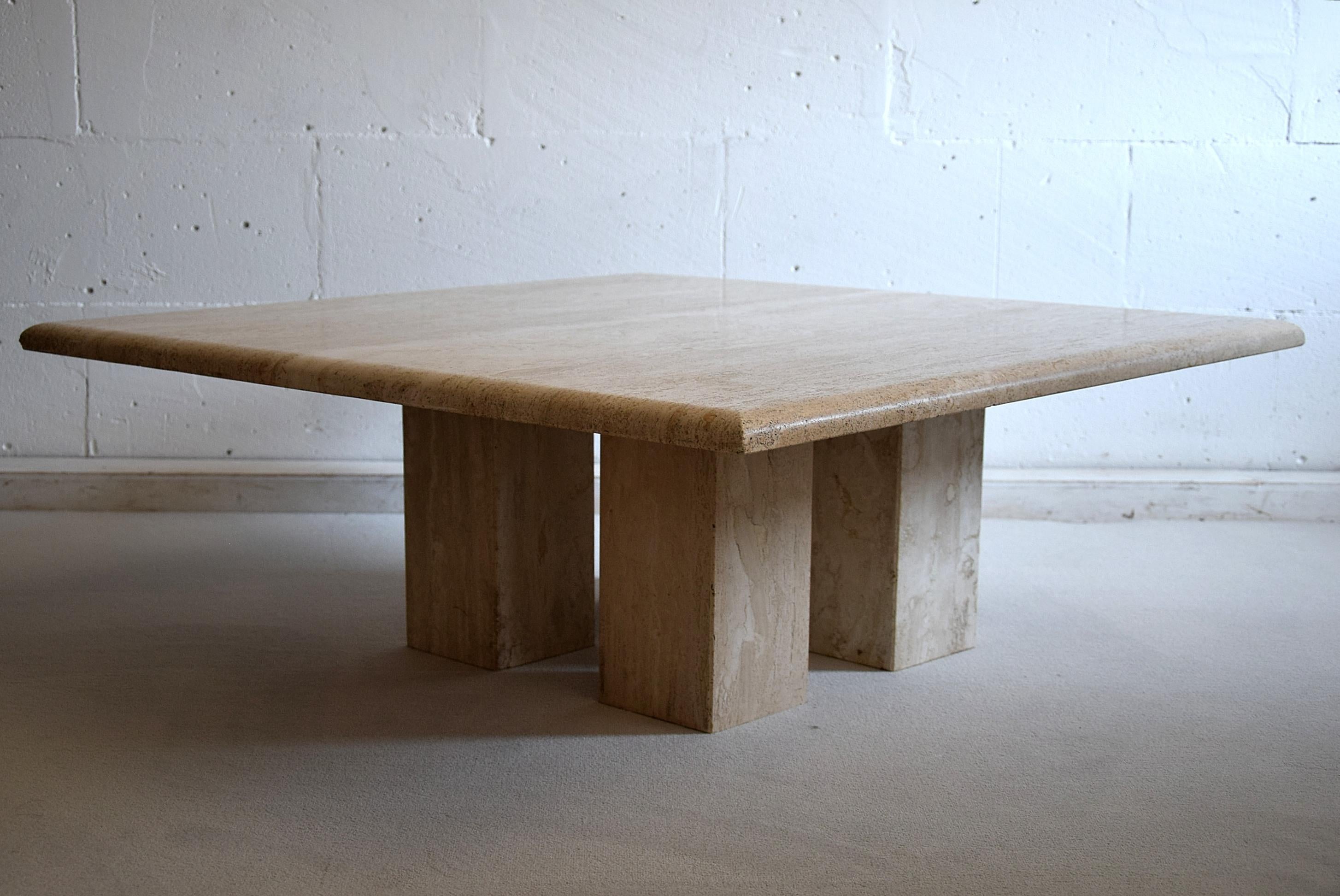 Late 20th Century Mid-Century Modern Travertine Coffee Table For Sale