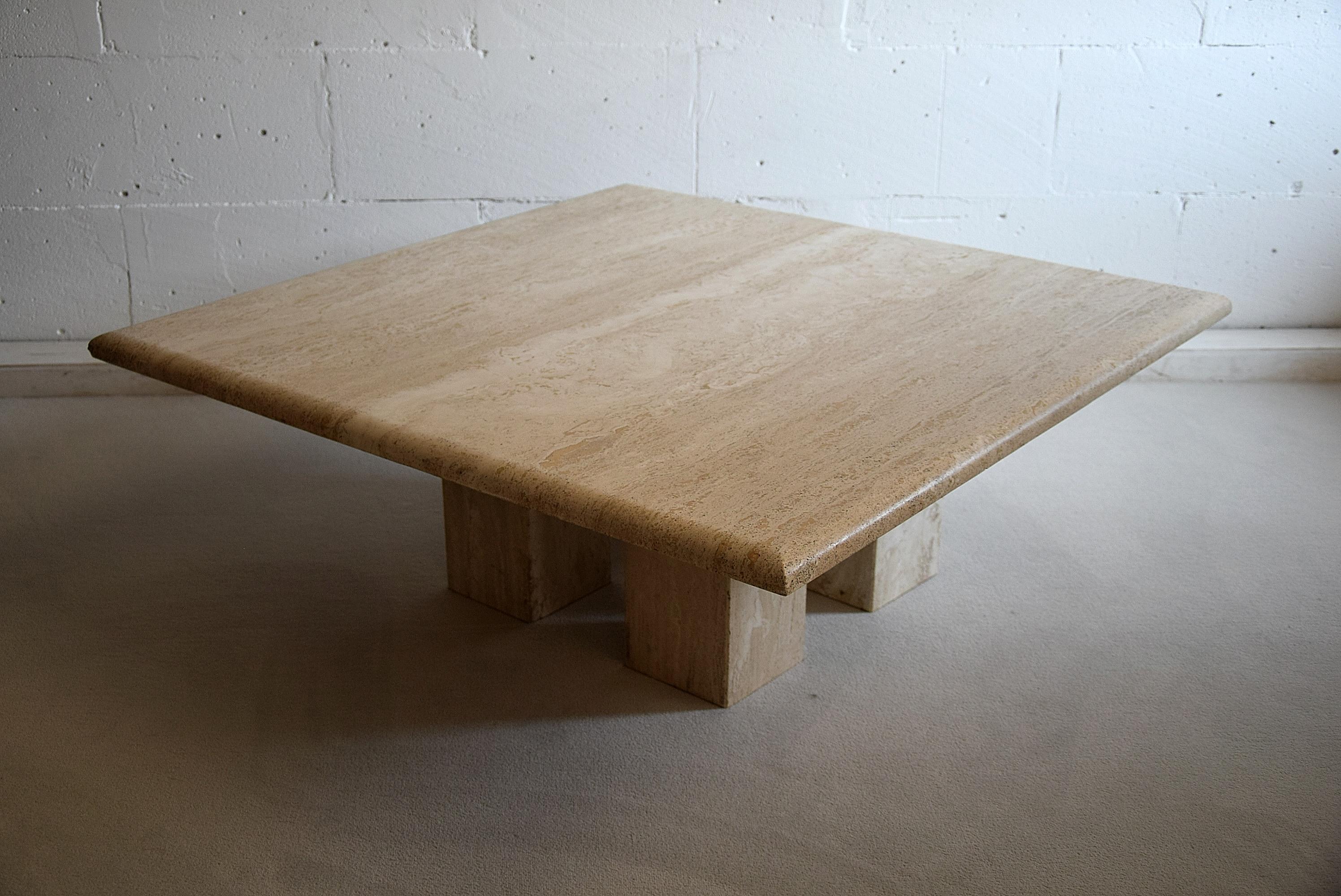 Mid-Century Modern Travertine Coffee Table For Sale 4