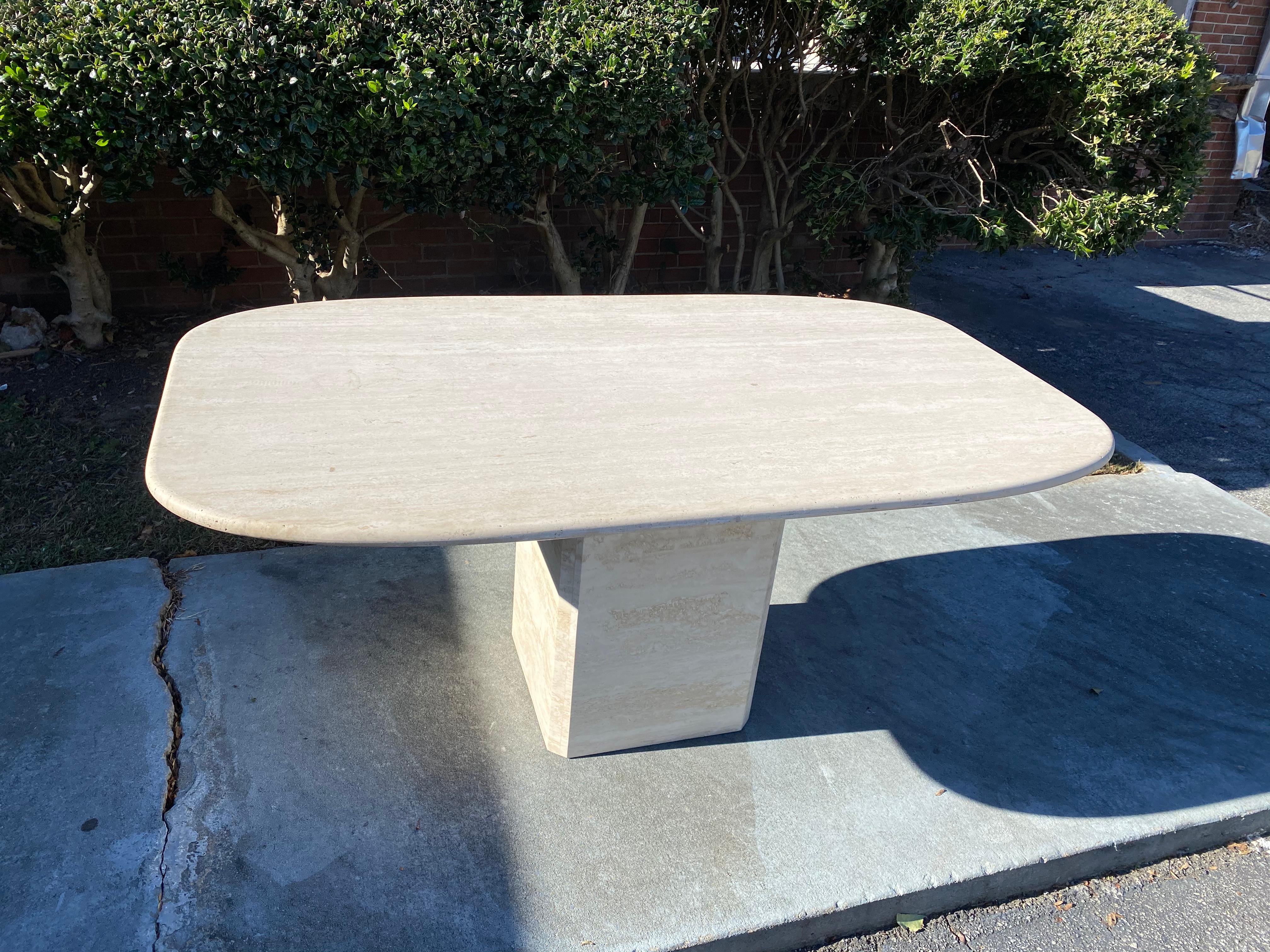 Great quality Mid-Century Modern travertine dining table. Could be used as a desk or conference table.