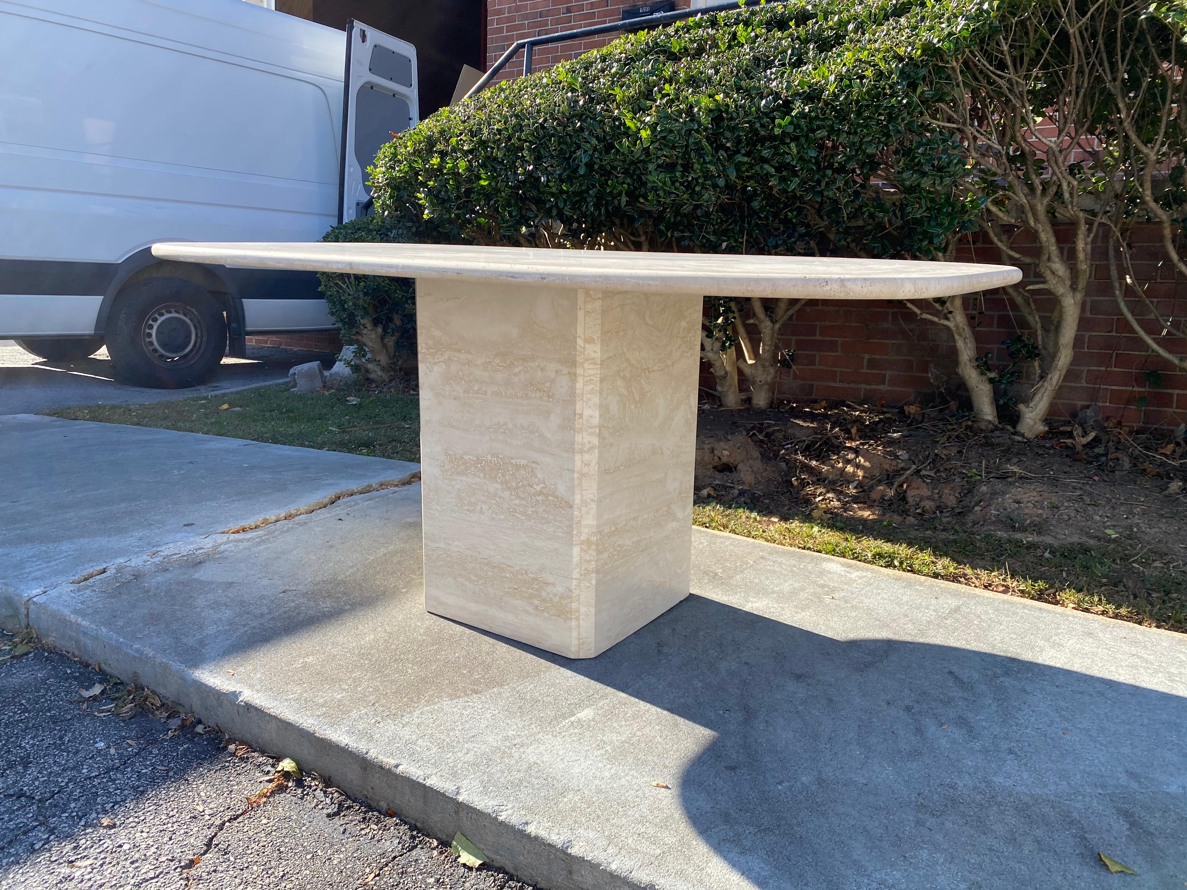 Mid-Century Modern Travertine Dining Table or Desk 1