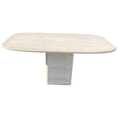 Mid-Century Modern Travertine Dining Table or Desk