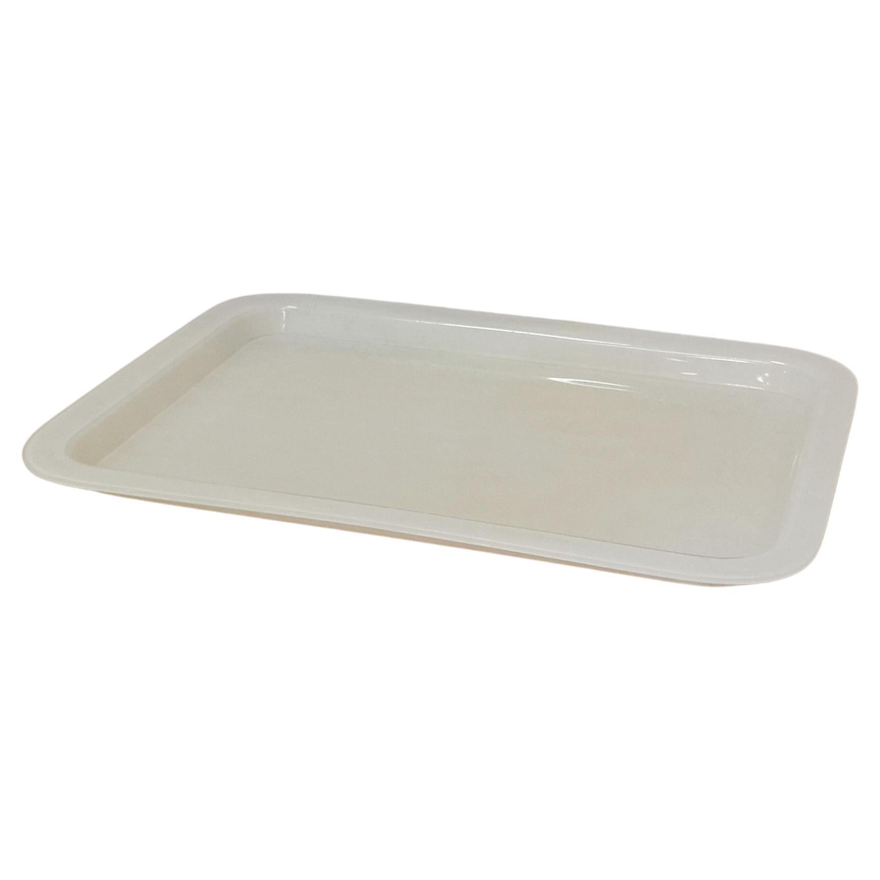 Midcentury Modern Tray Table Serving Piece Rectangular White Lucite Italy 1970s For Sale
