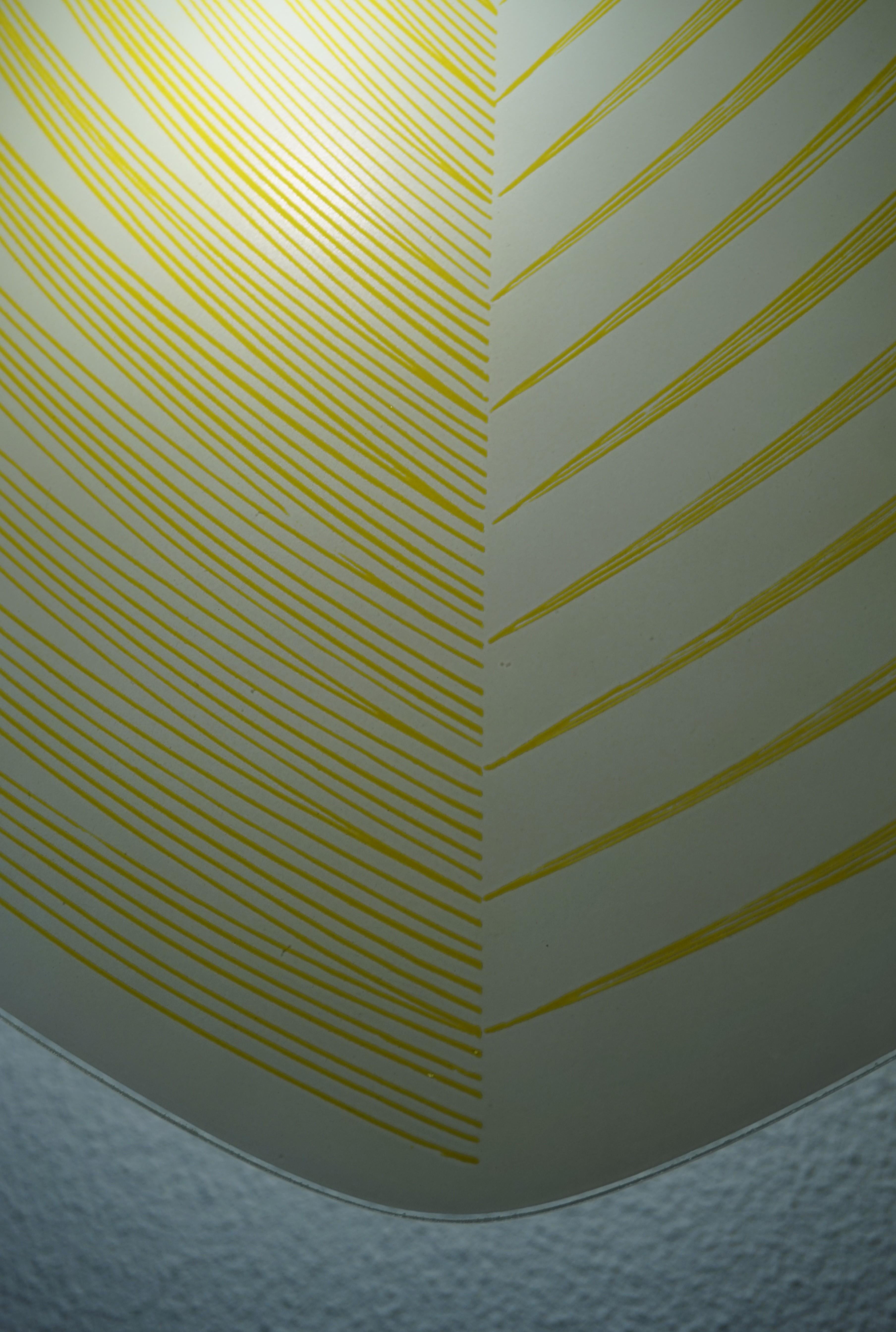 Mid-Century Modern Triangle Shape Flushmount w. Yellow Stripes Geometric Pattern For Sale 9