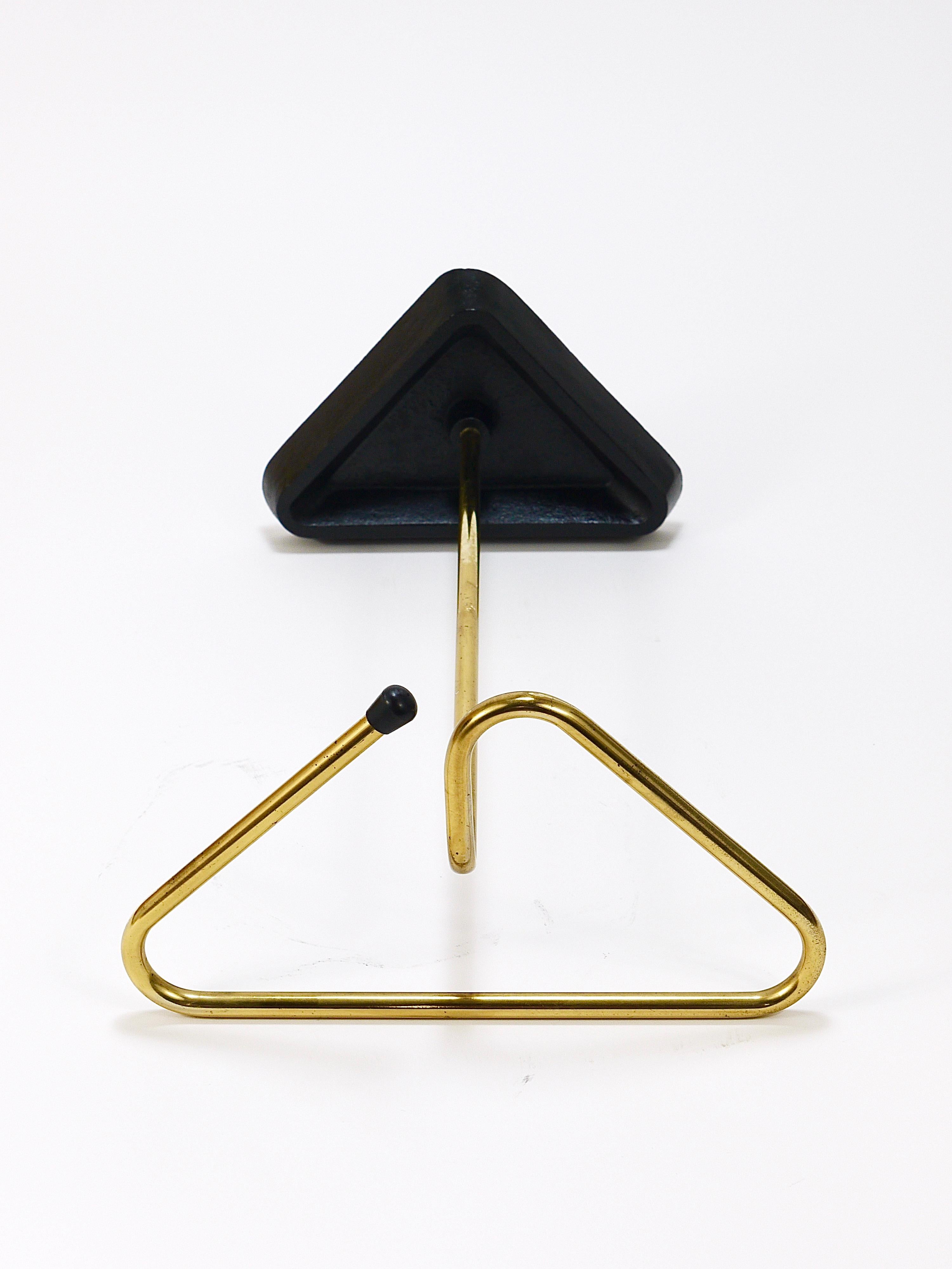 Midcentury Modern Triangle Umbrella Stand, Brass & Cast Iron, Austria, 1950s For Sale 7