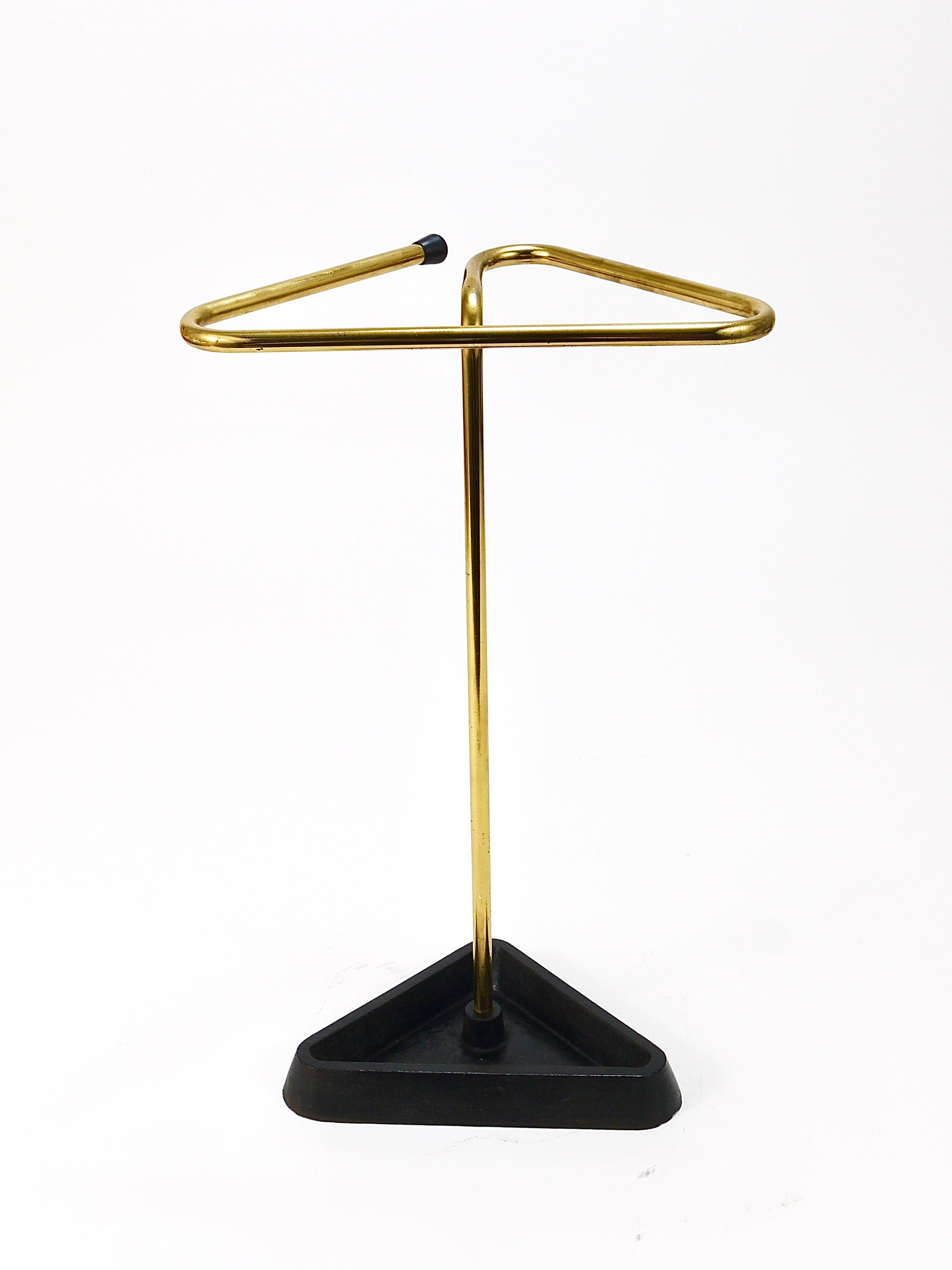 Midcentury Modern Triangle Umbrella Stand, Brass & Cast Iron, Austria, 1950s For Sale 12