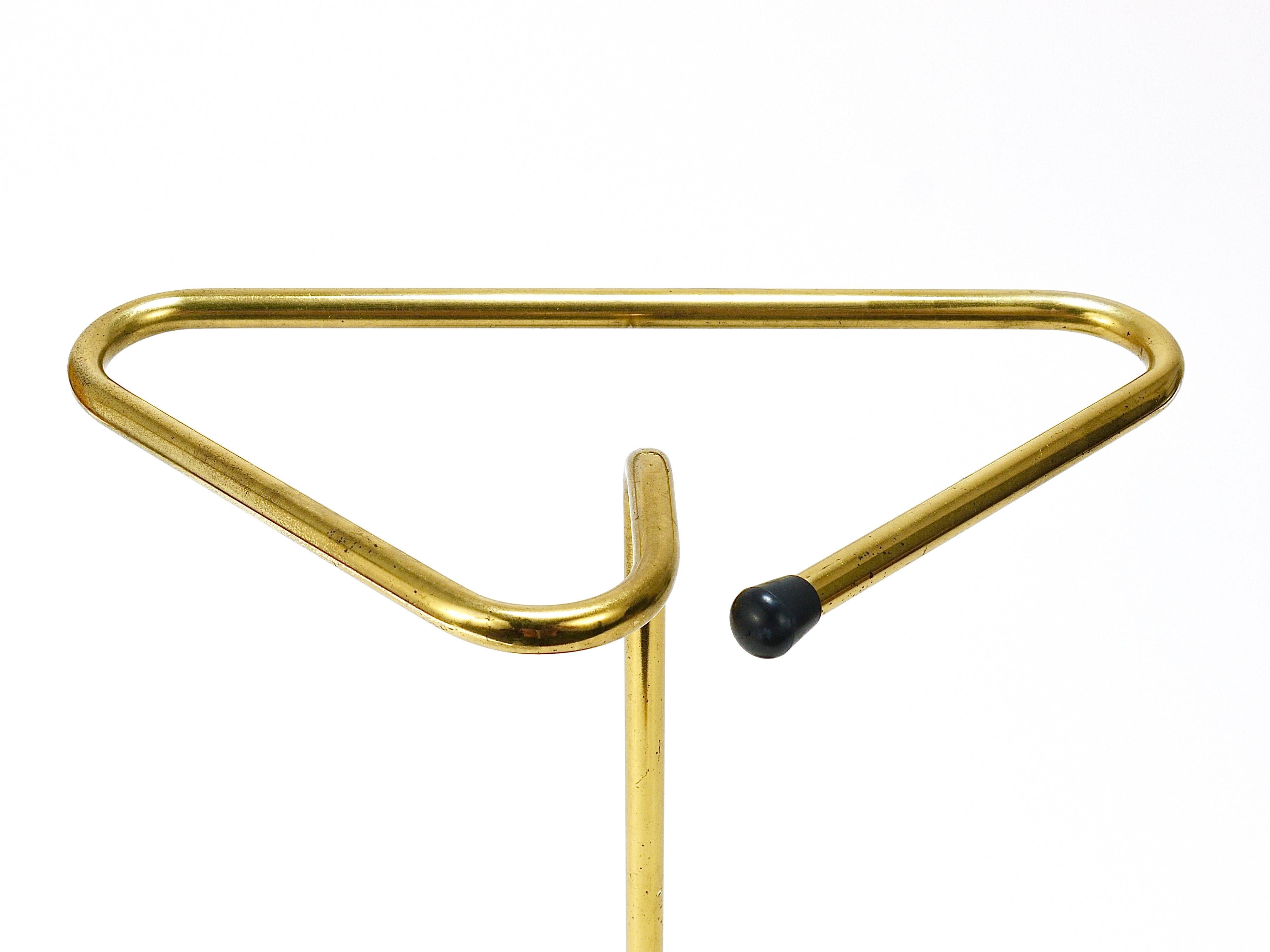 Mid-Century Modern Midcentury Modern Triangle Umbrella Stand, Brass & Cast Iron, Austria, 1950s For Sale