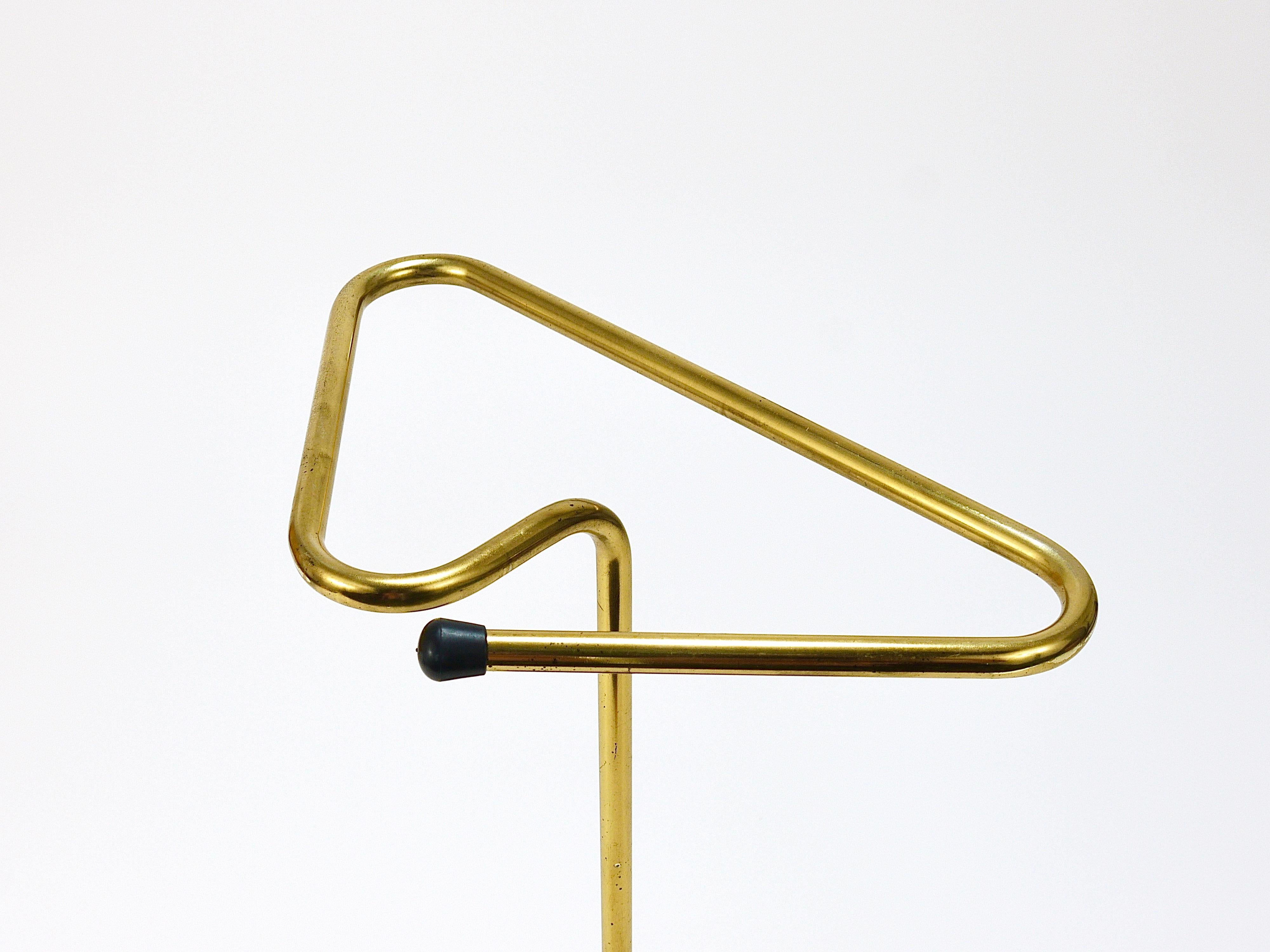 20th Century Midcentury Modern Triangle Umbrella Stand, Brass & Cast Iron, Austria, 1950s For Sale
