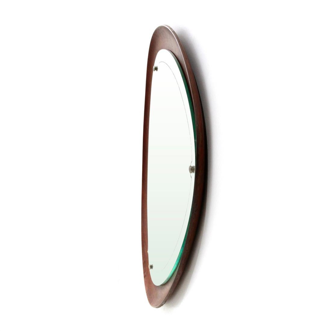 Italian Mid-Century Modern Triangolar Plywood Frame Mirror, 1960s For Sale