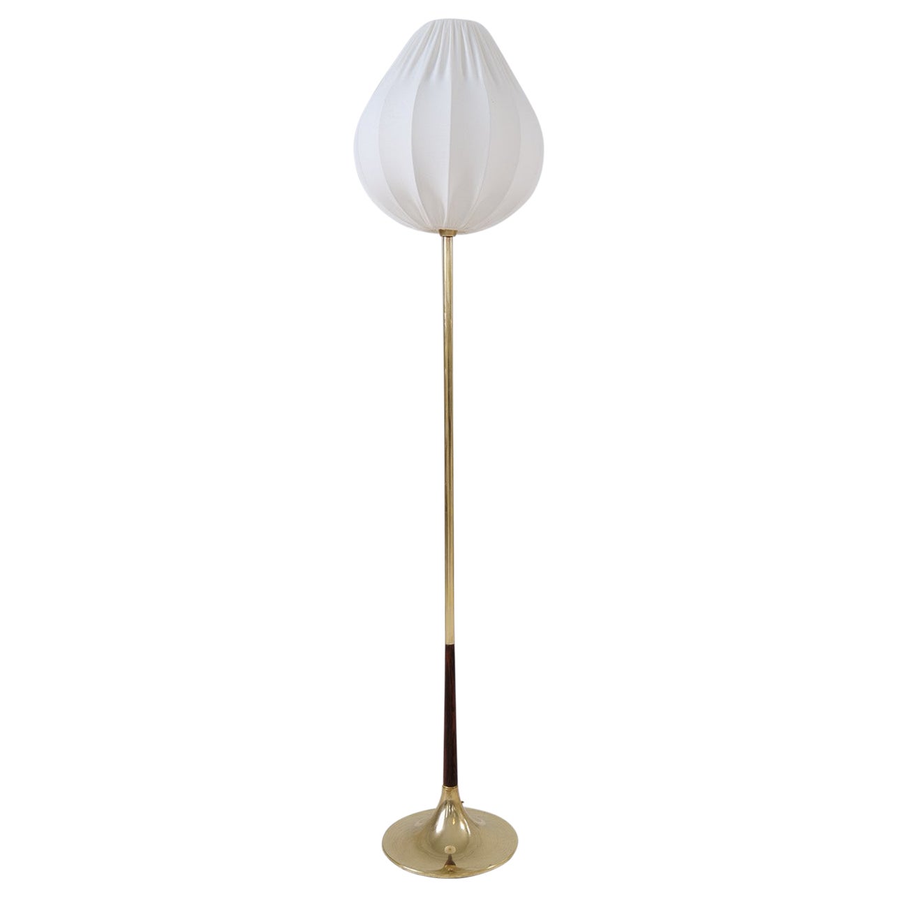 Midcentury Modern Trumpet Shaped Brass Floor Lamp, Sweden, 1960s