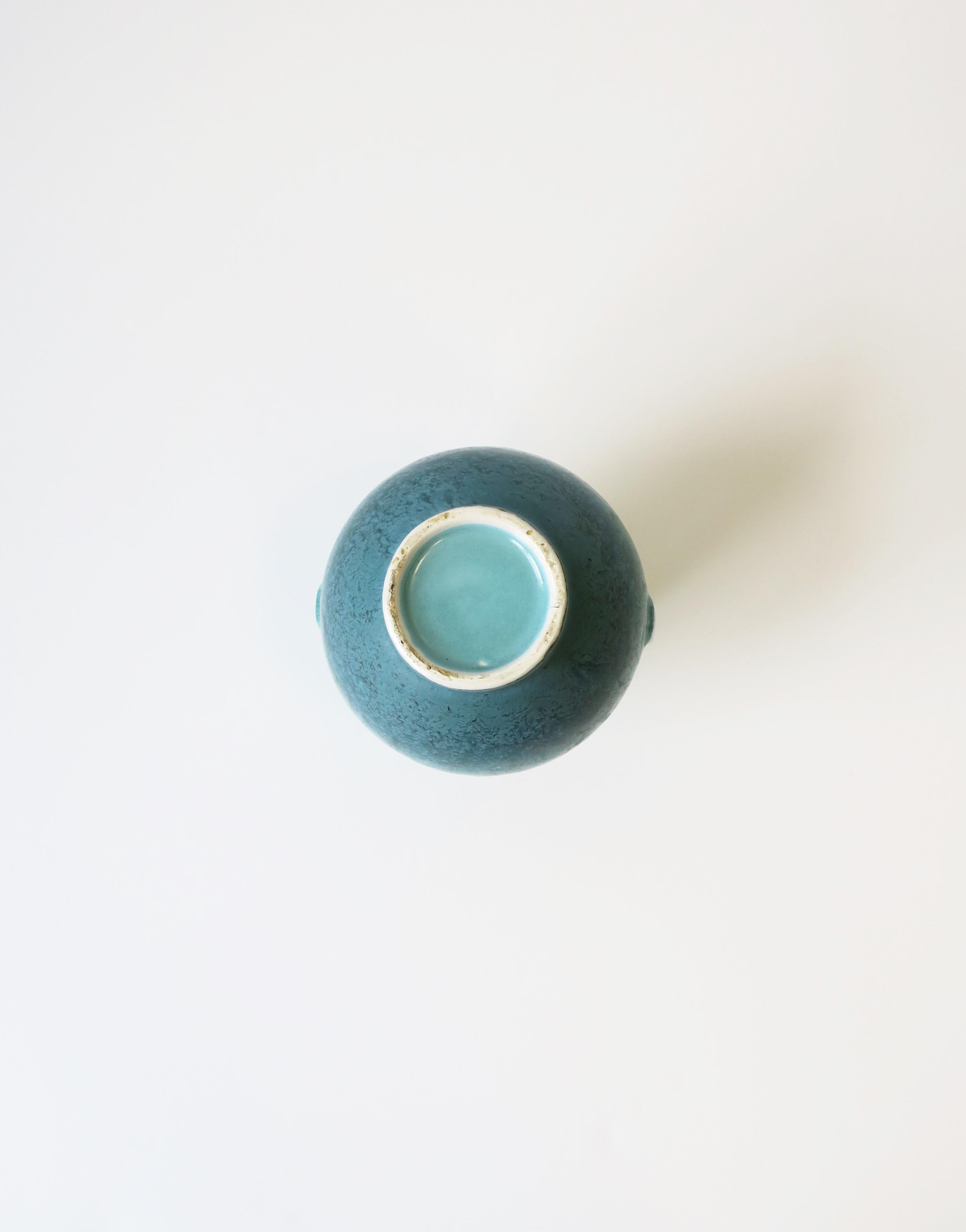 Modern Turquoise Blue Pottery Vase For Sale 5