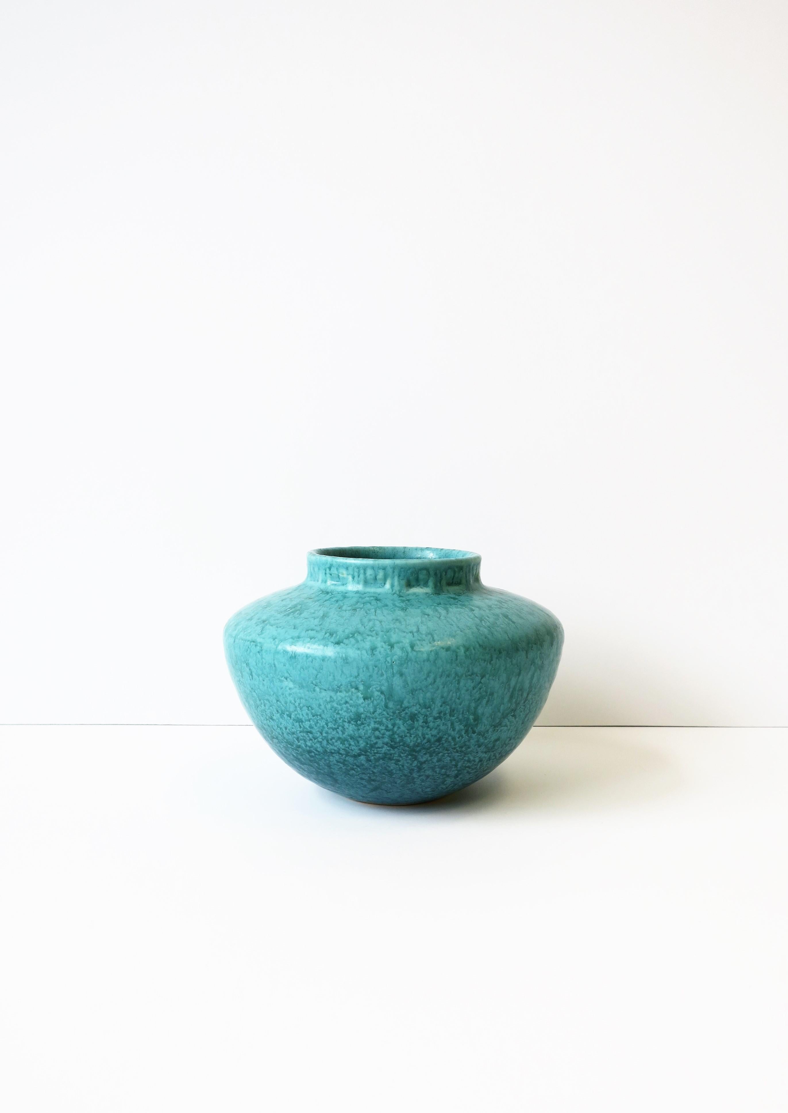 American Modern Turquoise Blue Pottery Vase, circa early 20th century