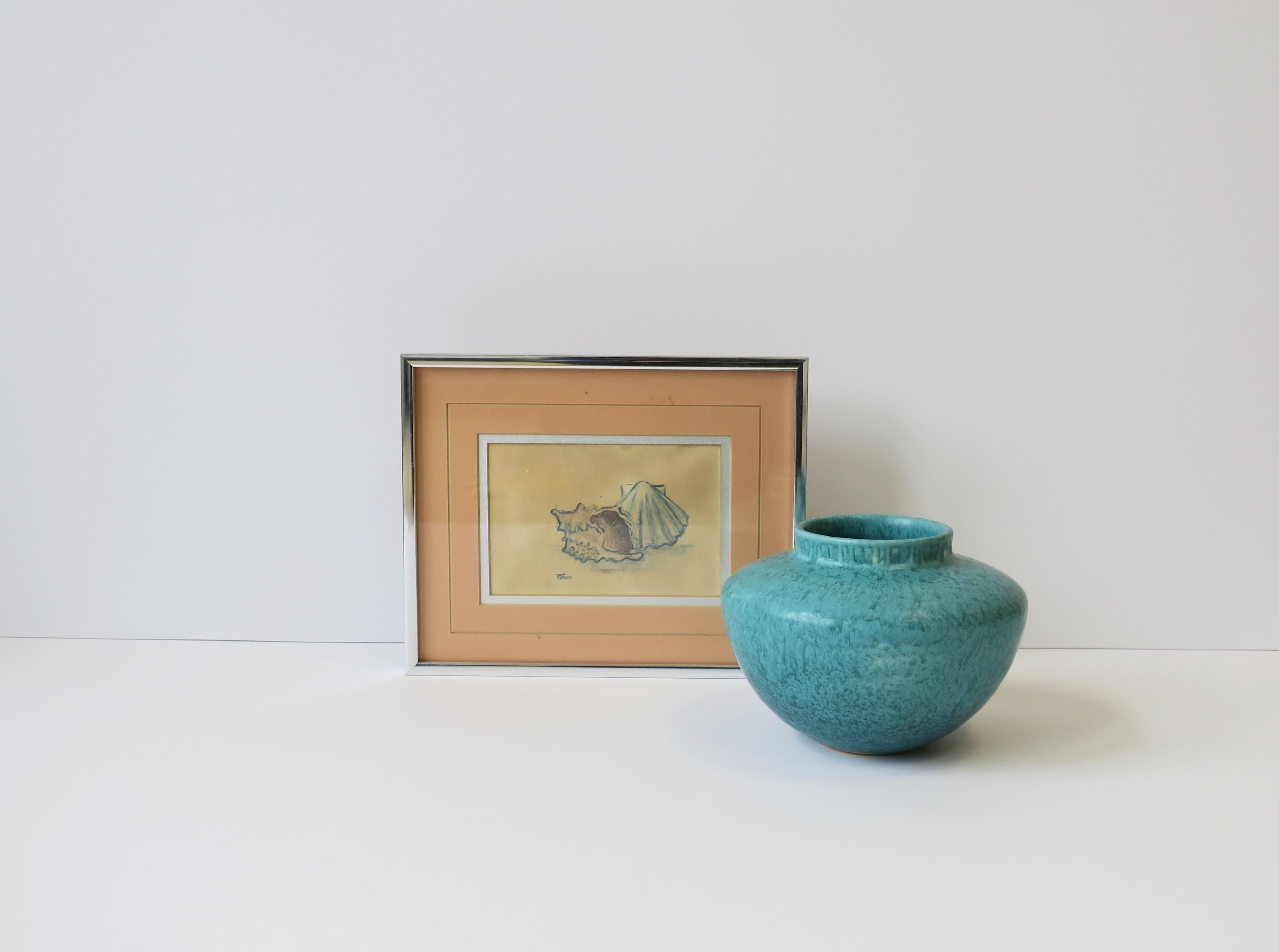 Clay Modern Turquoise Blue Pottery Vase, circa early 20th century