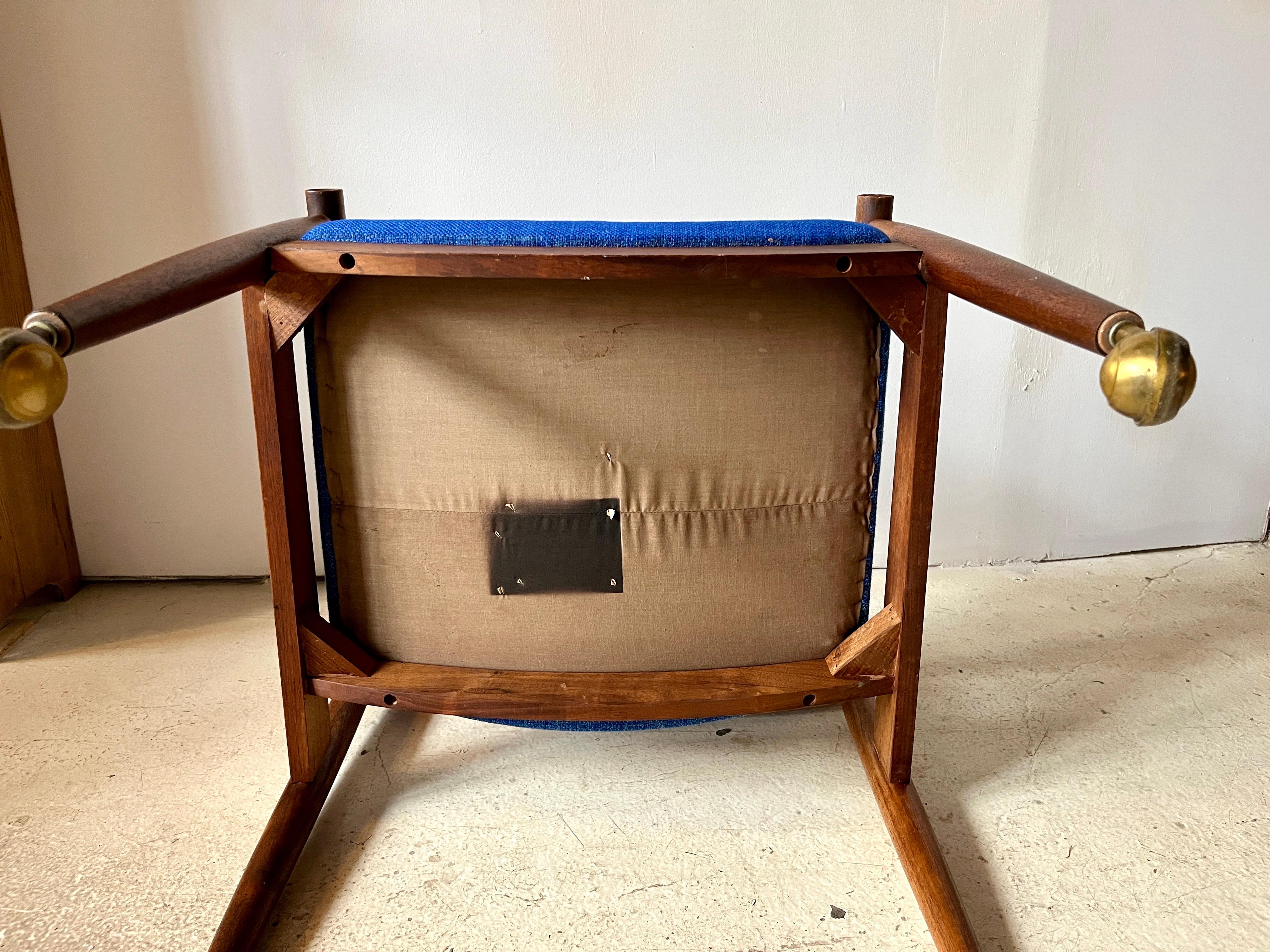 Midcentury Modern Upholstered Wood Armchair on Castors For Sale 12