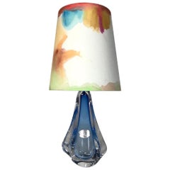 Lampe en cristal soufflé bleu cobalt Val St. Lambert:: 1950s:: Belgique