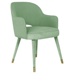 Midcentury Modern Velvet And Brass Malibu Dining Chair Handmade and Custom
