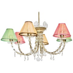 Circa Modernity Vintage Brass Lobmeyr Crystal Chandelier Austria circa 1945
