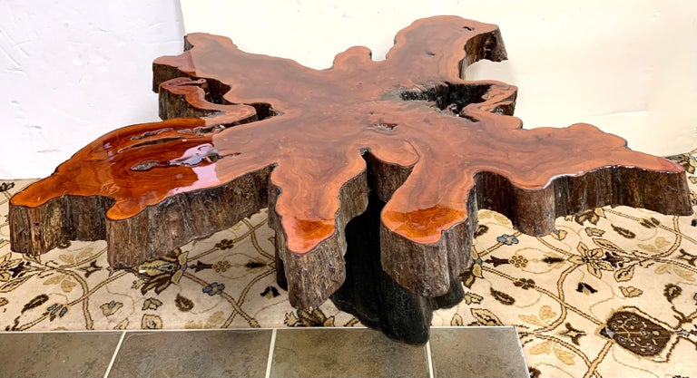 Midcentury Modern Vintage Live Edge Organic Wood Tree Slab Cocktail ...