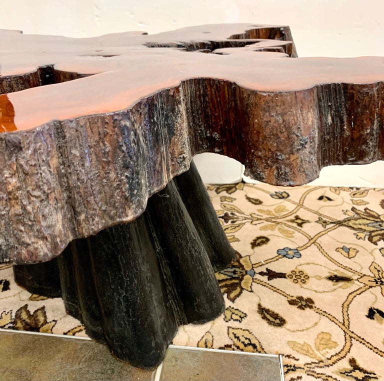 Midcentury Modern Vintage Live Edge Organic Wood Tree Slab Cocktail ...