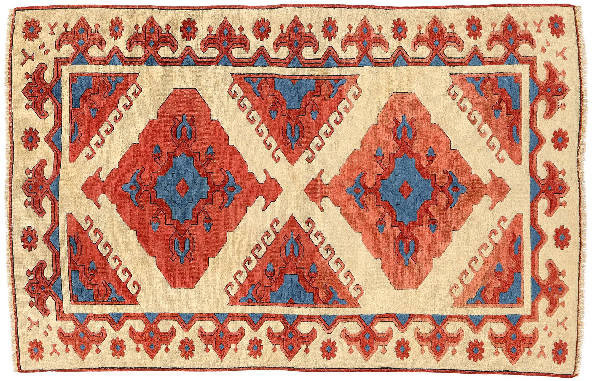Moderner türkischer Oushak-Teppich aus der Jahrhundertmitte  im Angebot 3