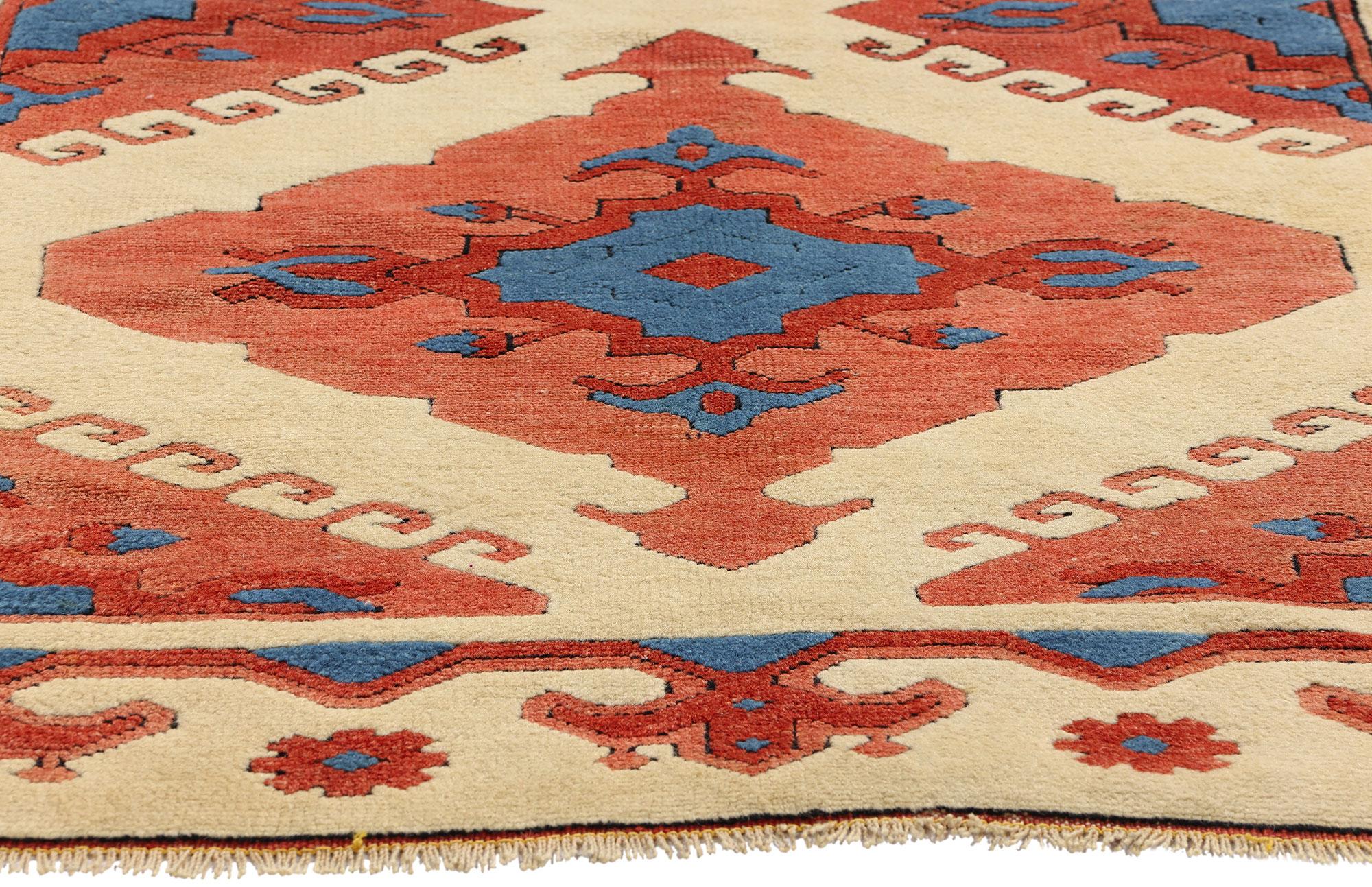 Moderner türkischer Oushak-Teppich aus der Jahrhundertmitte  (Handgeknüpft) im Angebot