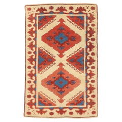 Midcentury Modern Vintage Turkish Oushak Rug 