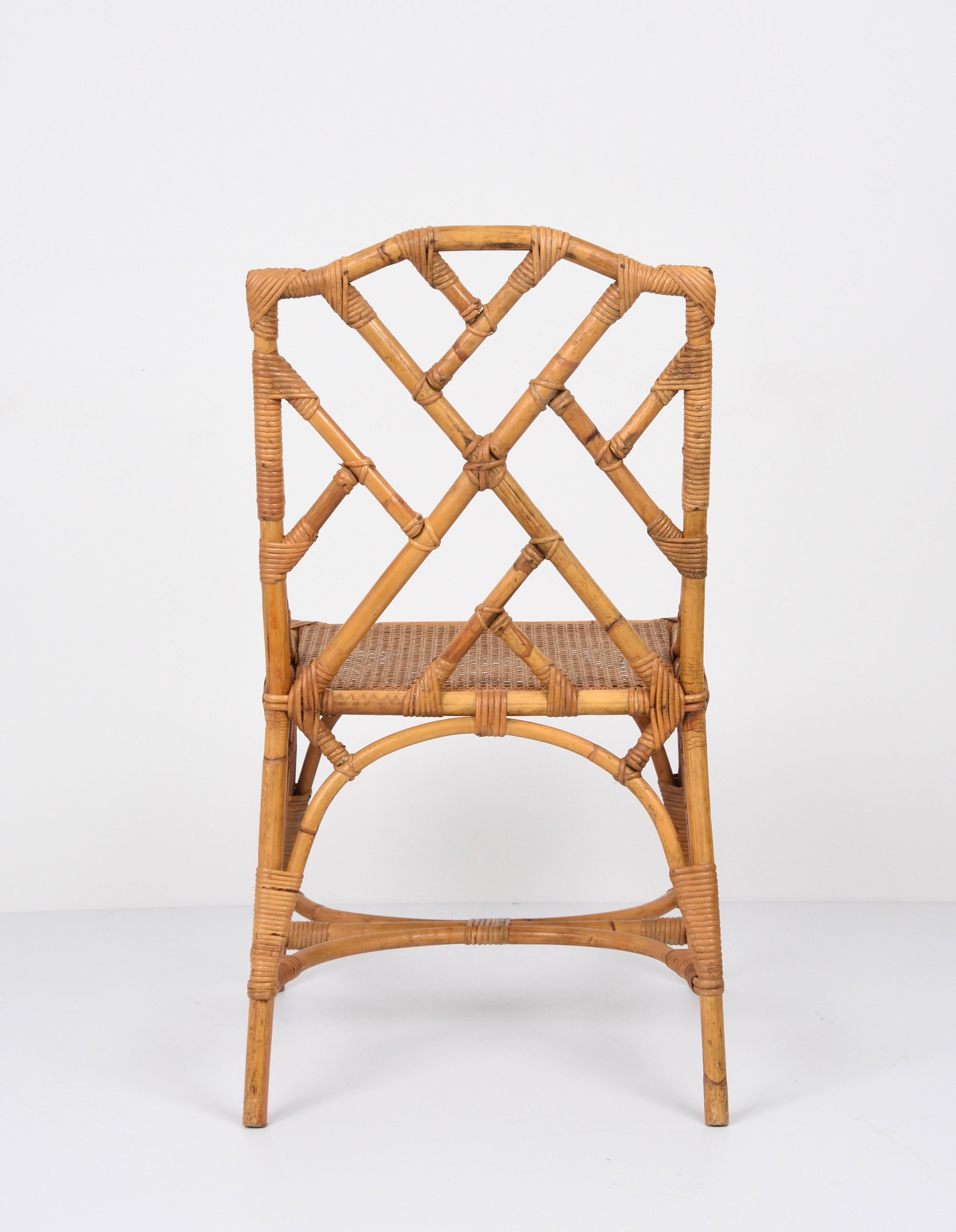 Midcentury Modern Vivai del Sud Bamboo and Vienna Straw Italian Chair, 1960s 6