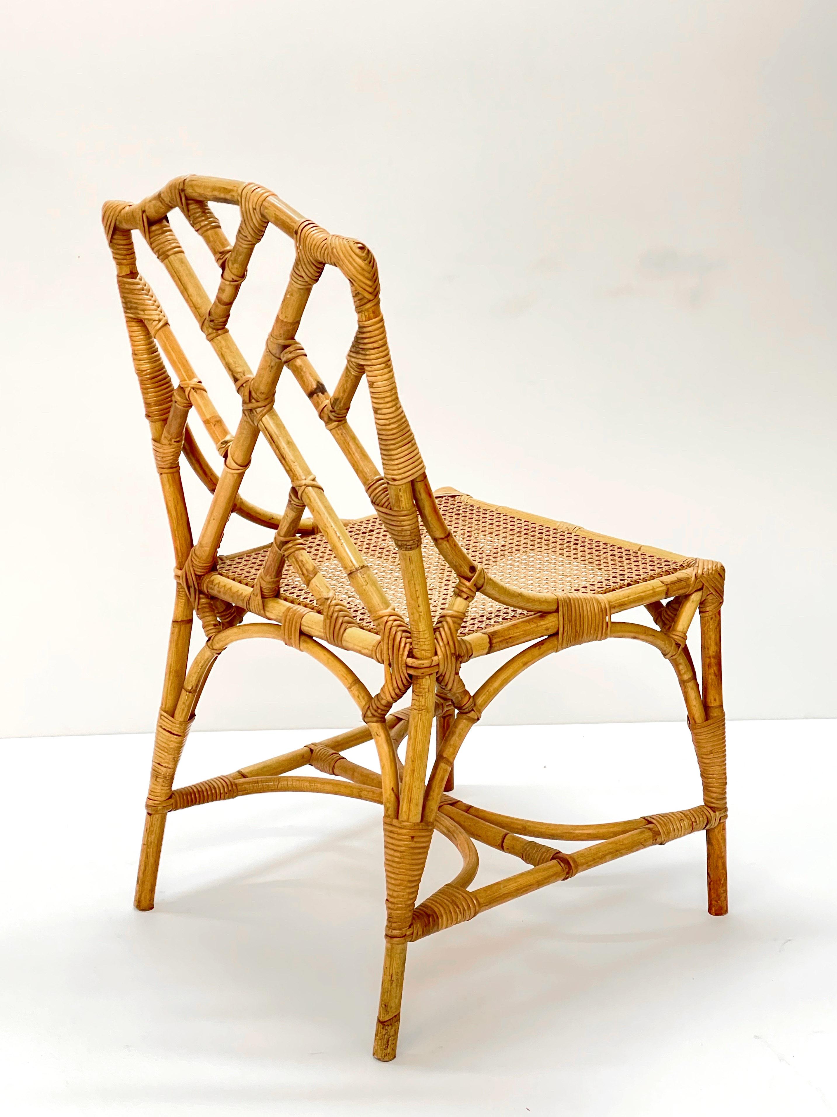Midcentury Modern Vivai del Sud Bamboo and Vienna Straw Italian Chair, 1960s 7