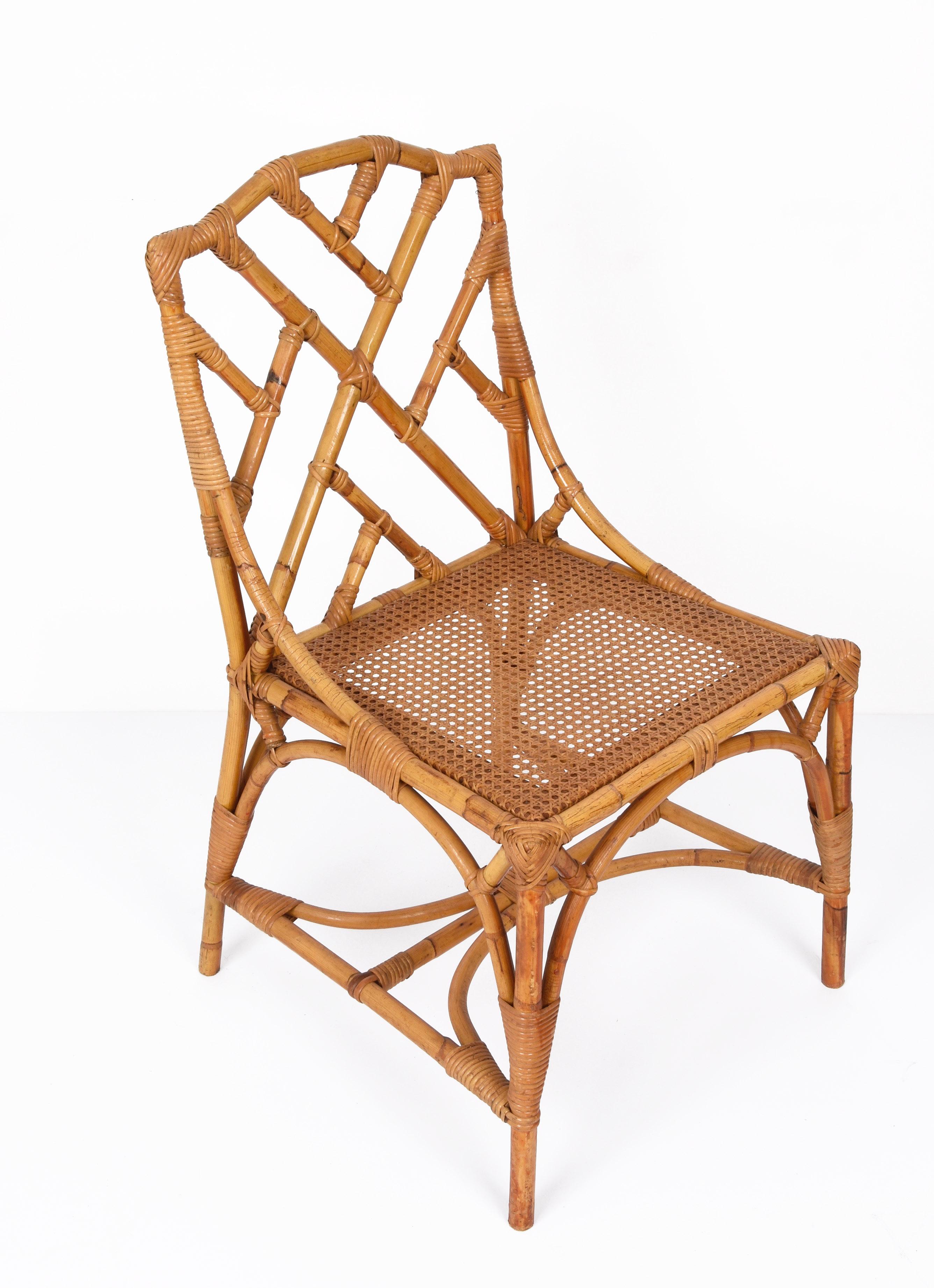 Mid-Century Modern Midcentury Modern Vivai del Sud Bamboo and Vienna Straw Italian Chair, 1960s