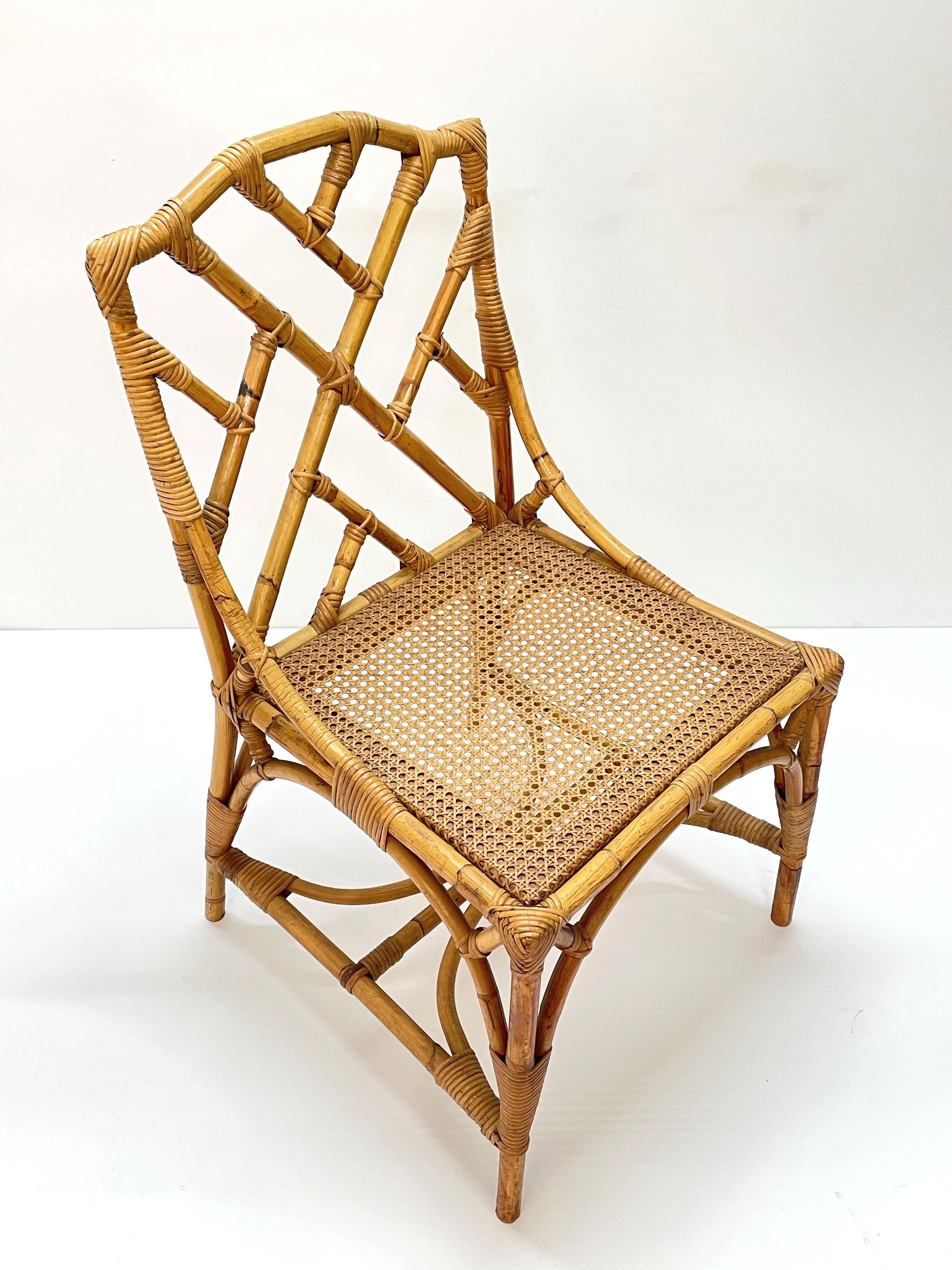 Midcentury Modern Vivai del Sud Bamboo and Vienna Straw Italian Chair, 1960s 1