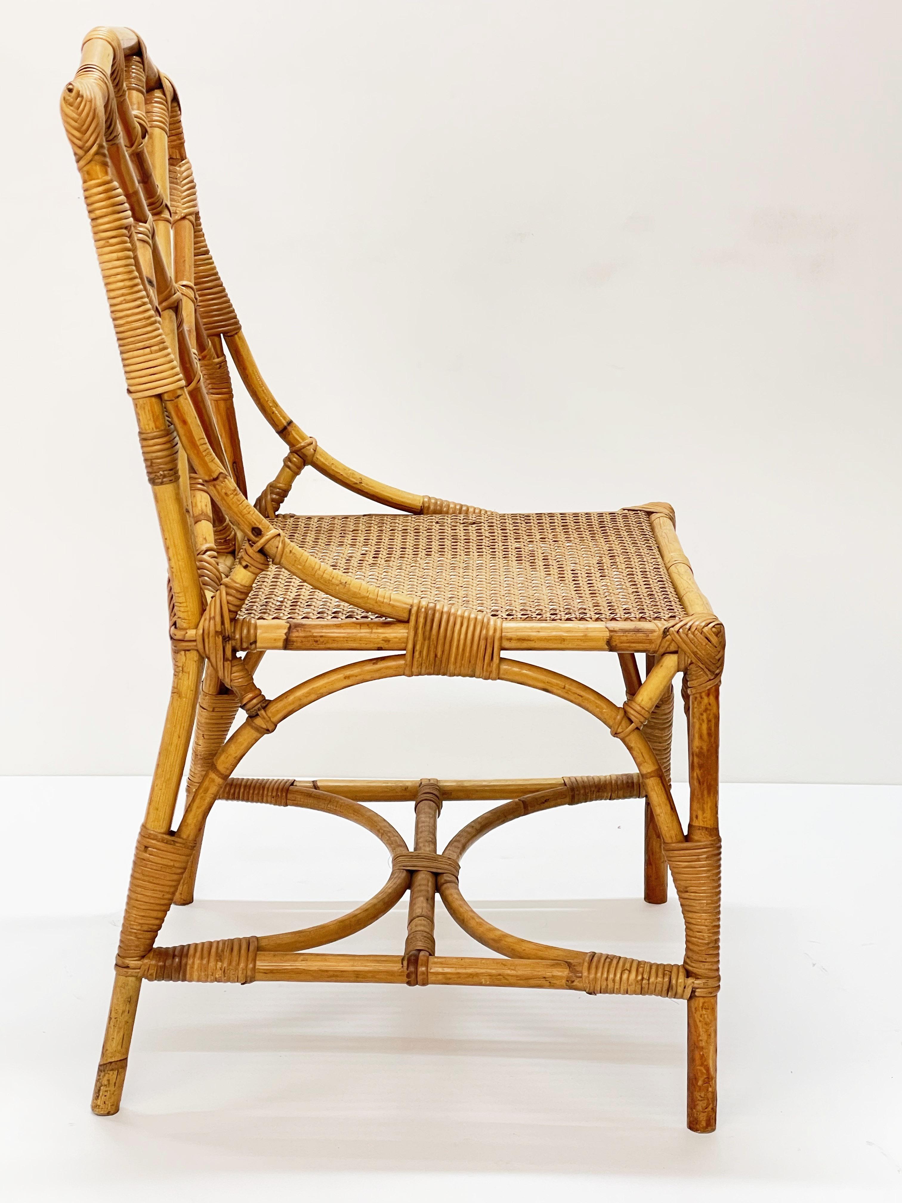 Midcentury Modern Vivai del Sud Bamboo and Vienna Straw Italian Chair, 1960s 2