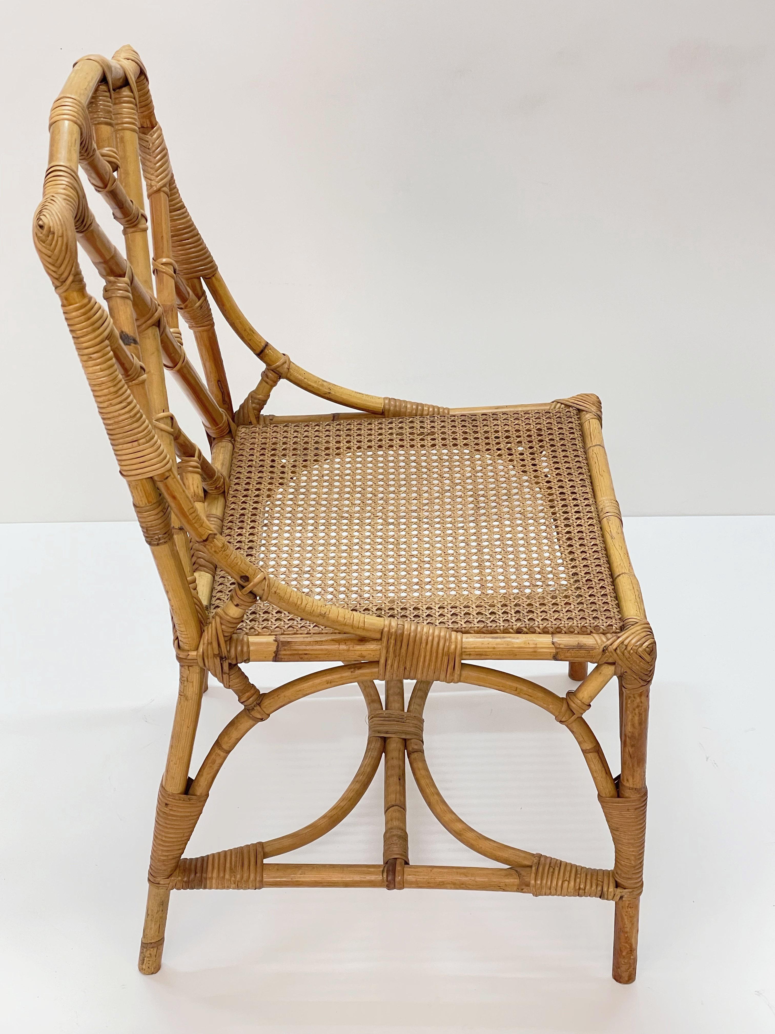 Midcentury Modern Vivai del Sud Bamboo and Vienna Straw Italian Chair, 1960s 3