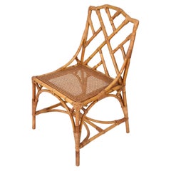 Midcentury Modern Vivai del Sud Bamboo and Vienna Straw Italian Chair, 1960s