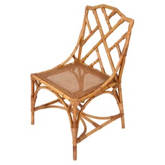 Midcentury Modern Vivai del Sud Bamboo and Vienna Straw Italian Chair, 1960s