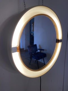 Midcentury Modern wall mirror, Alibert, France 1970s
