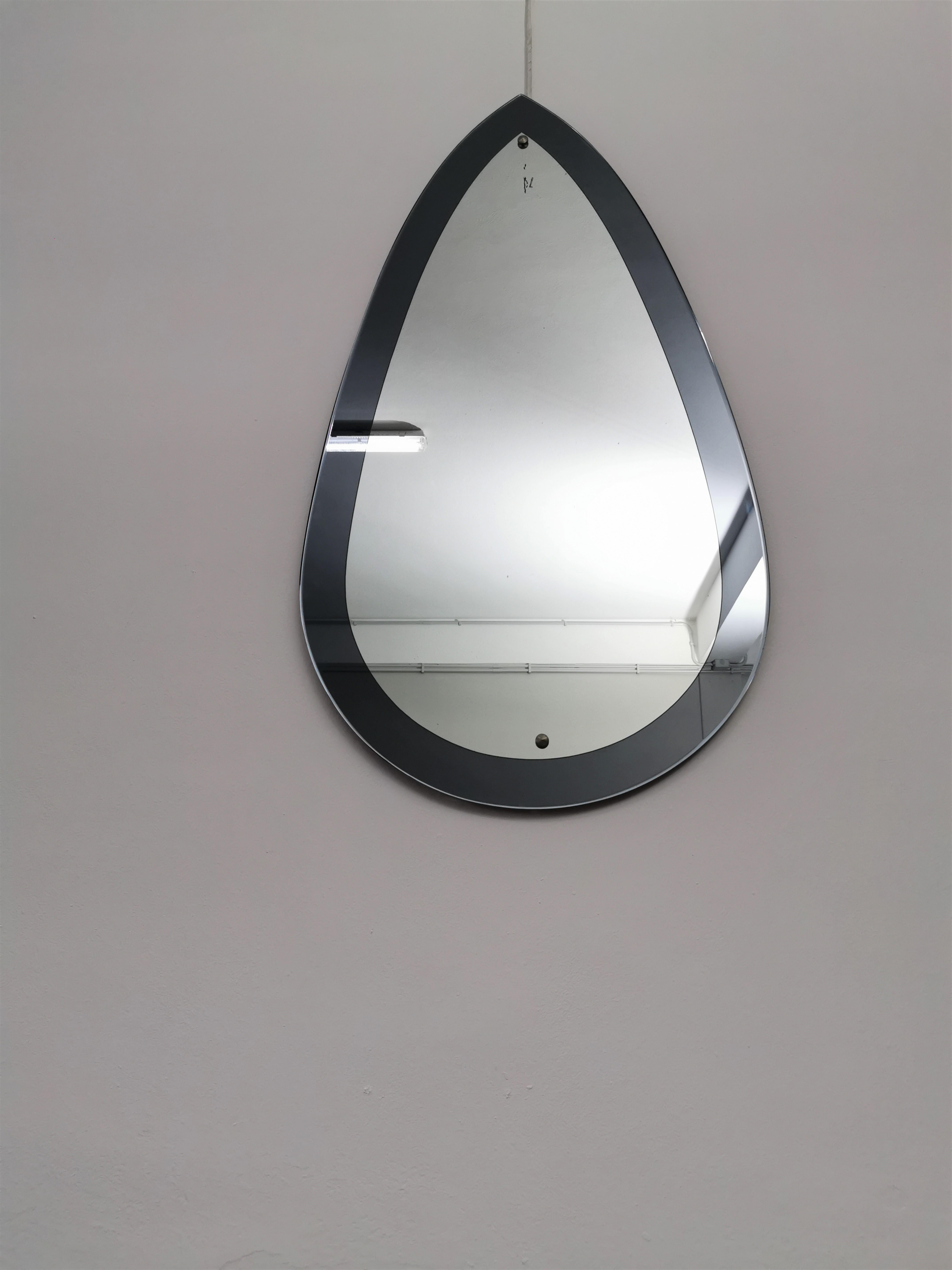 Late 20th Century  Wall Mirror Mirrored Glass Large Midcentury Modern Italian Design 1970s For Sale