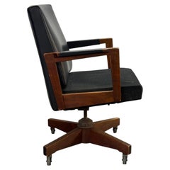 Midcentury Modern Walnut Desk Chair with Wool Upholstery
