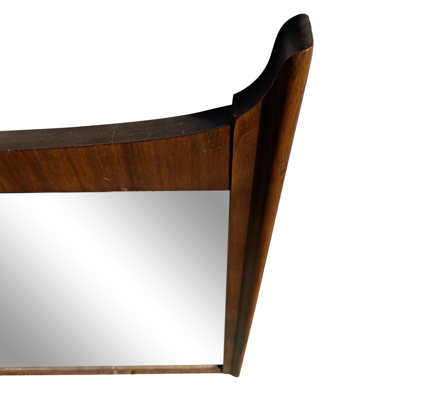 Mid-Century Modern Walnut Frame Mirror Very Beautiful Design In Good Condition For Sale In BROOKLYN, NY