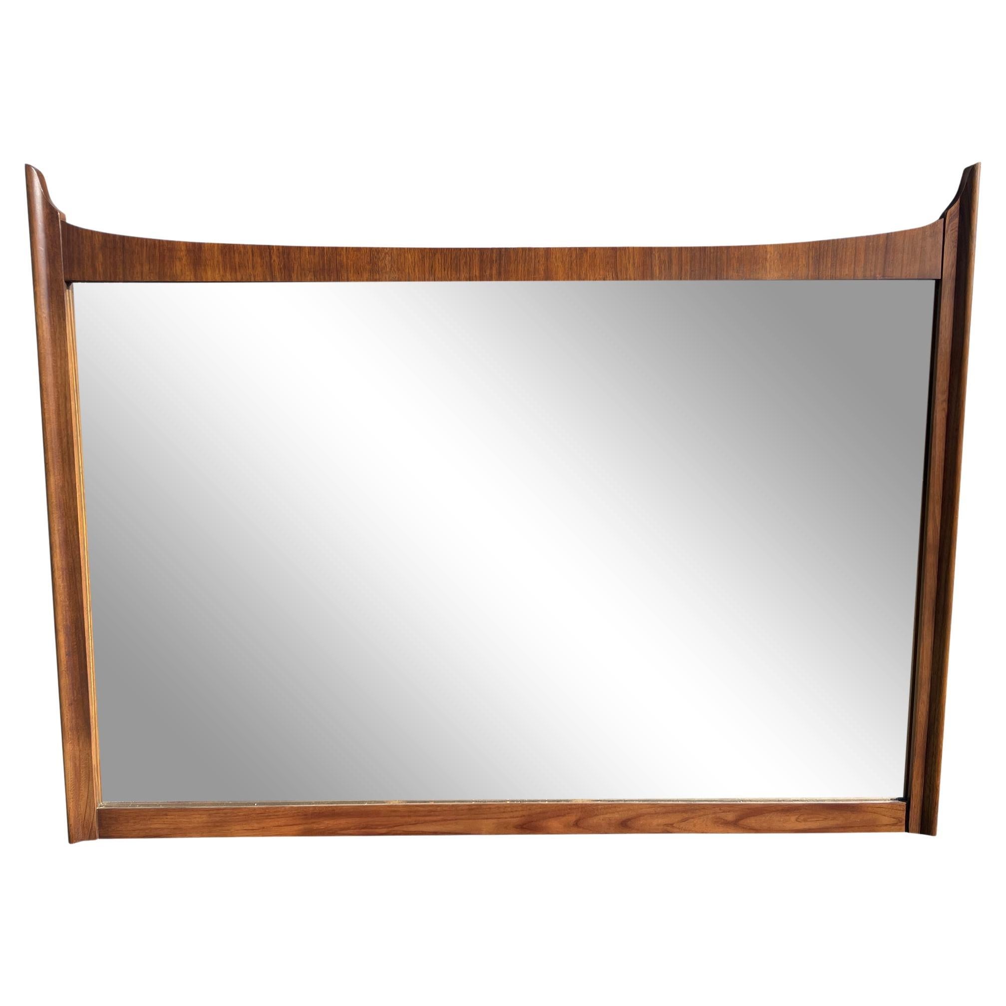 Mid-Century Modern Walnut Frame Mirror Very Beautiful Design For Sale