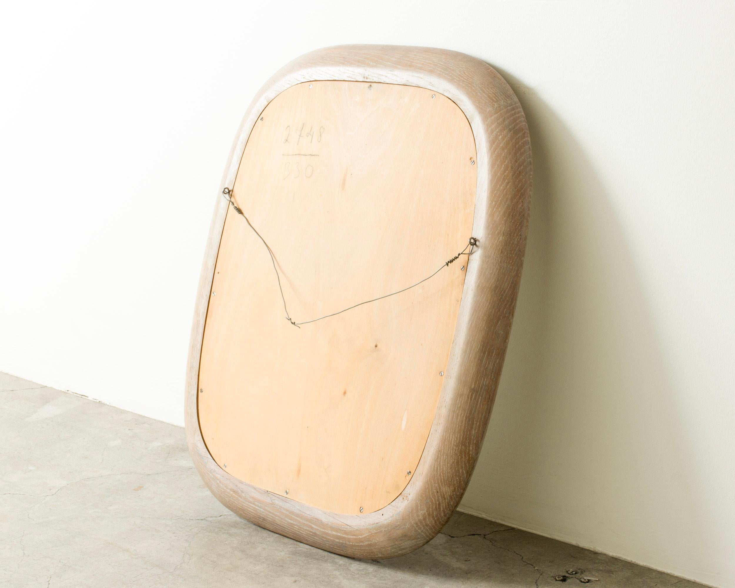Mid-20th Century Midcentury Modern Washed Oak Wall Mirror, Sweden, 1950s